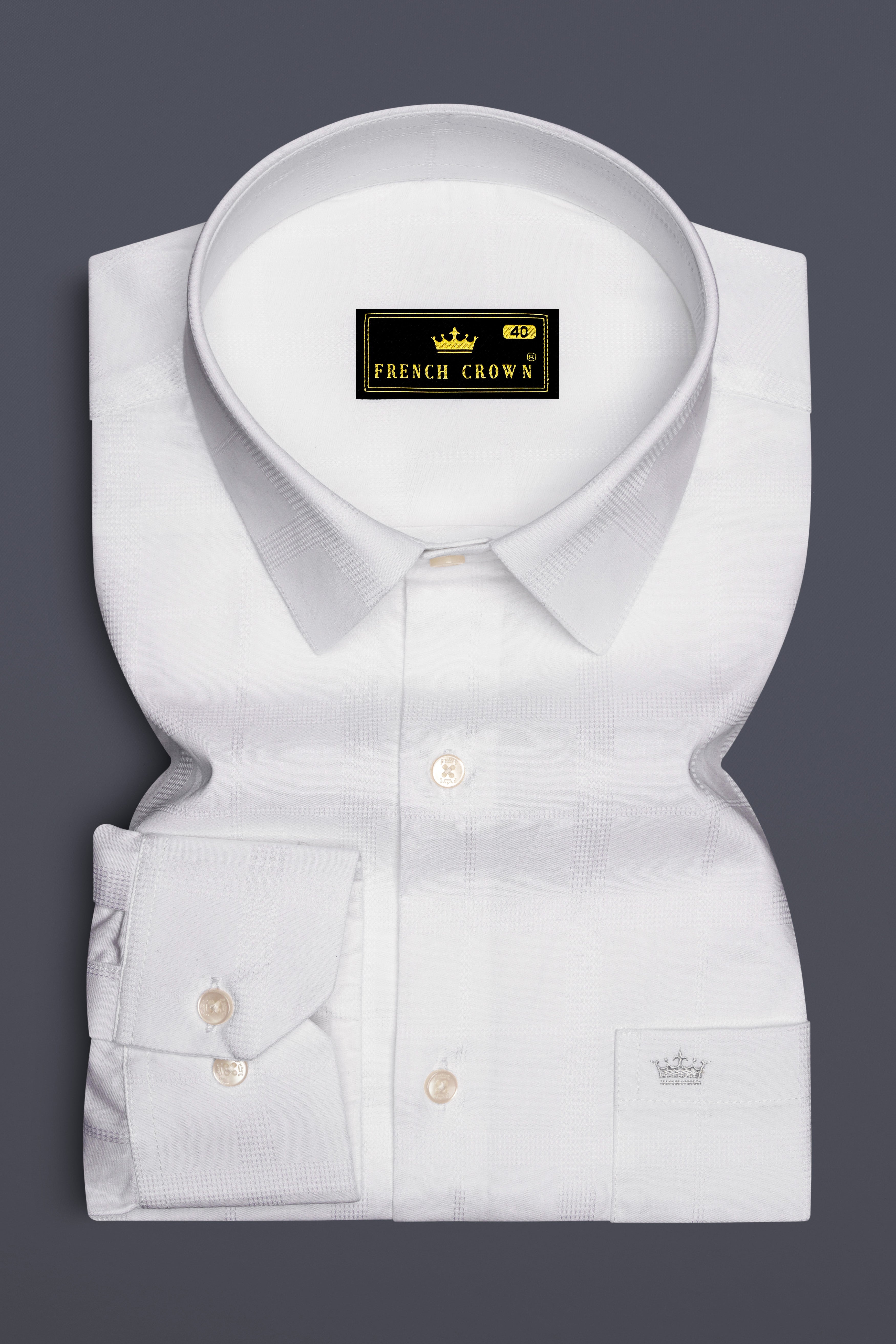 Bright White Dobby Textured Premium Giza Cotton Shirt