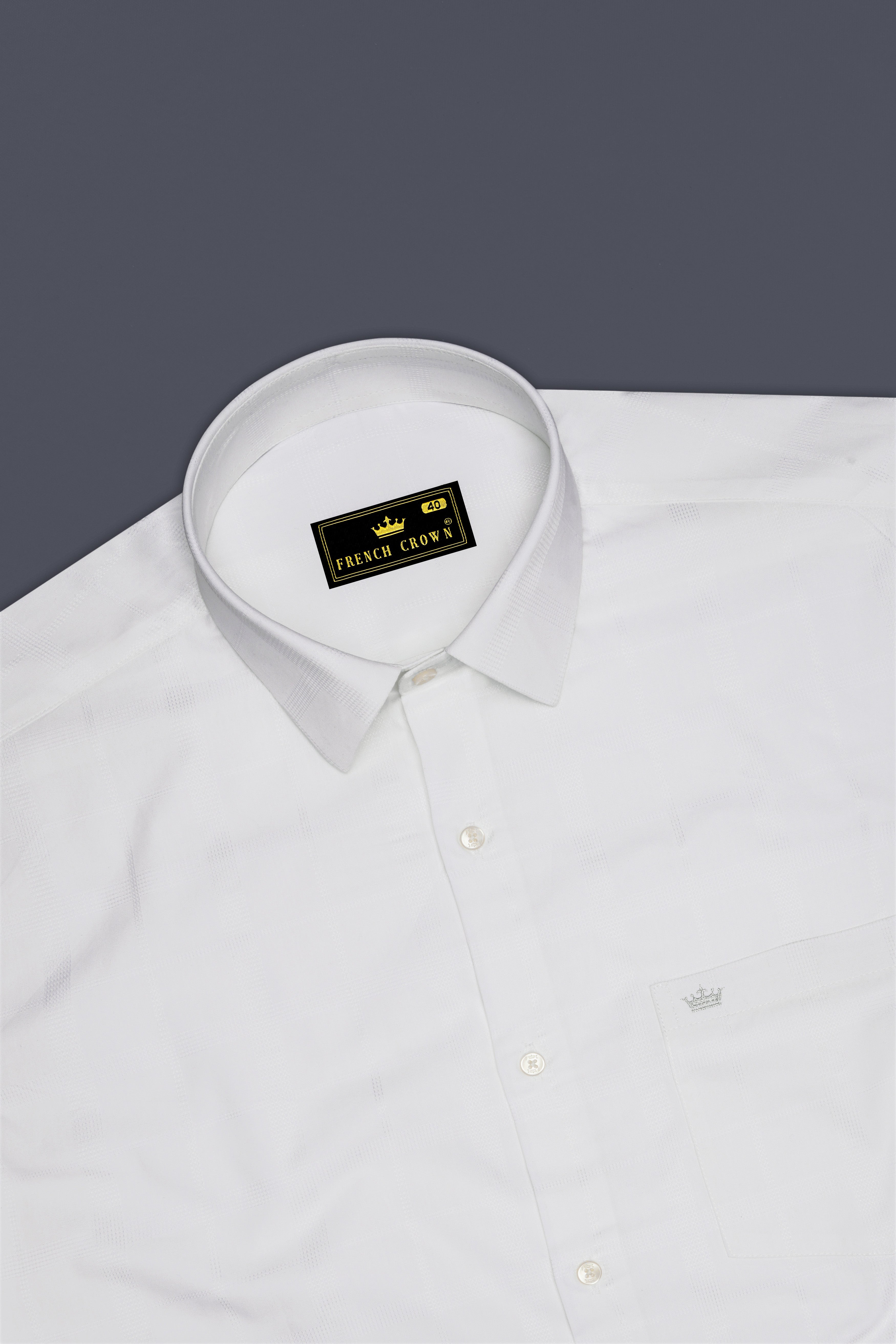 Bright White Dobby Textured Premium Giza Cotton Shirt