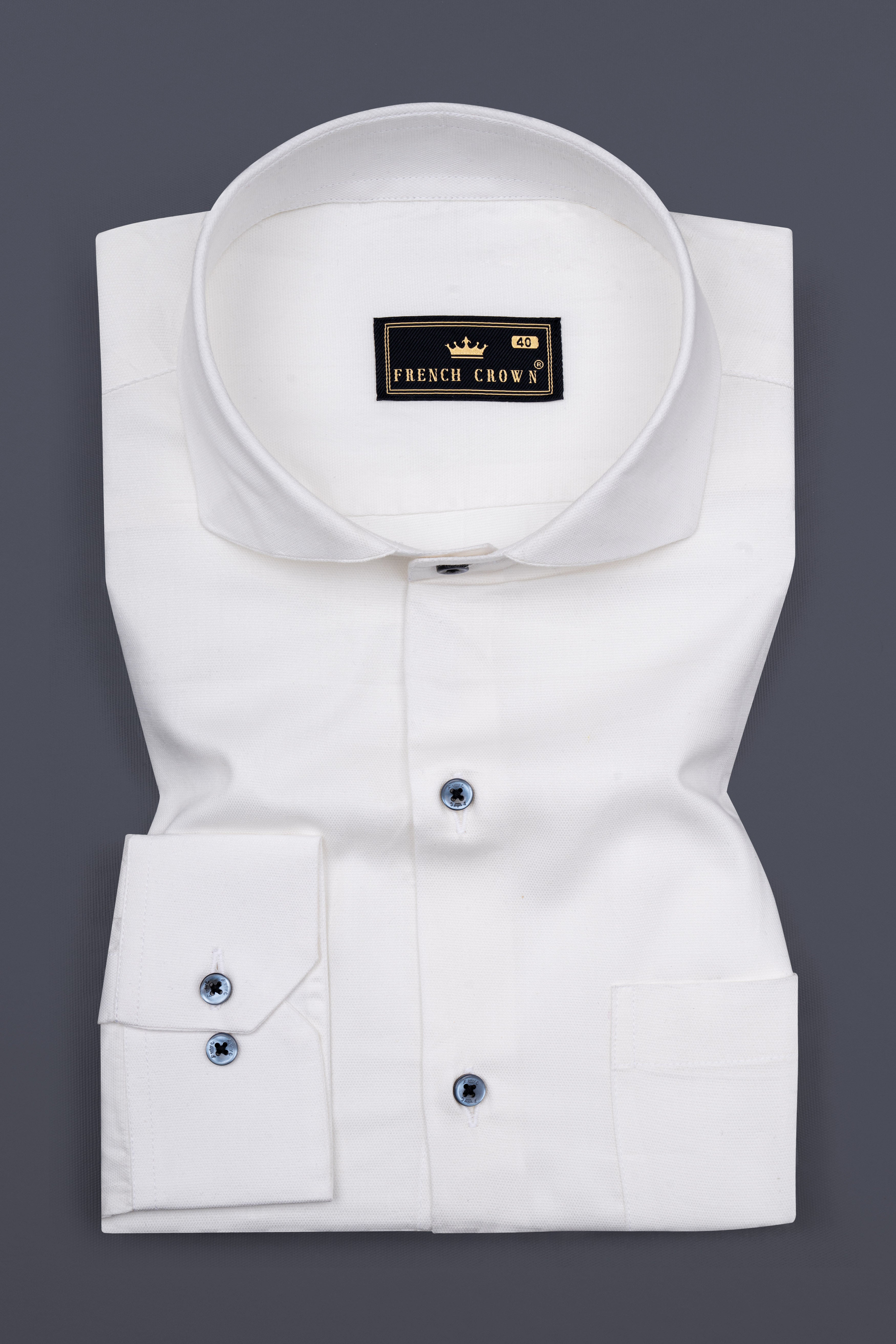 Bright White Dobby Textured Premium Giza Cotton Shirt