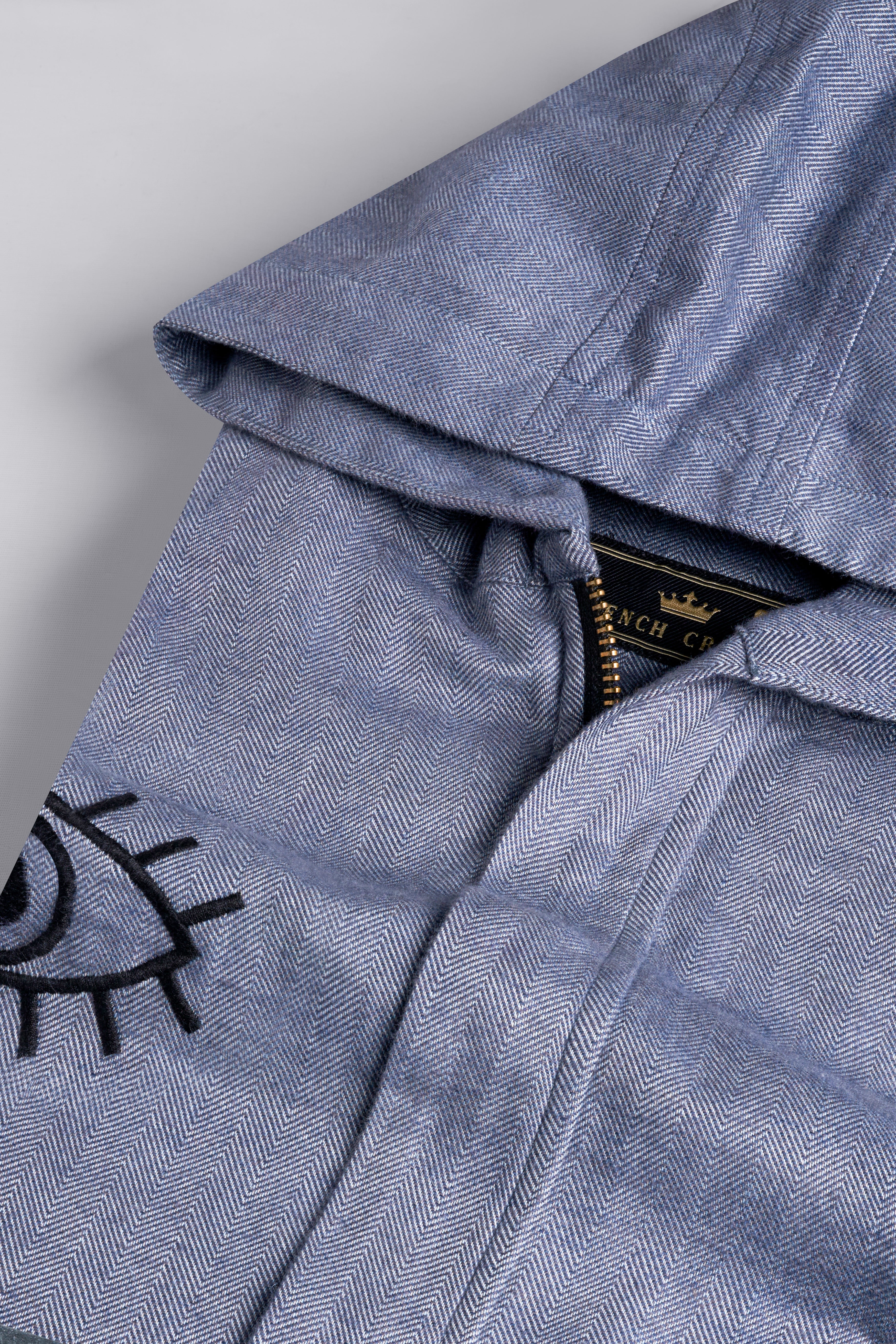 Waterloo Gray with Black Eye Embroidered Royal Oxford Designer Hoodie Shirt