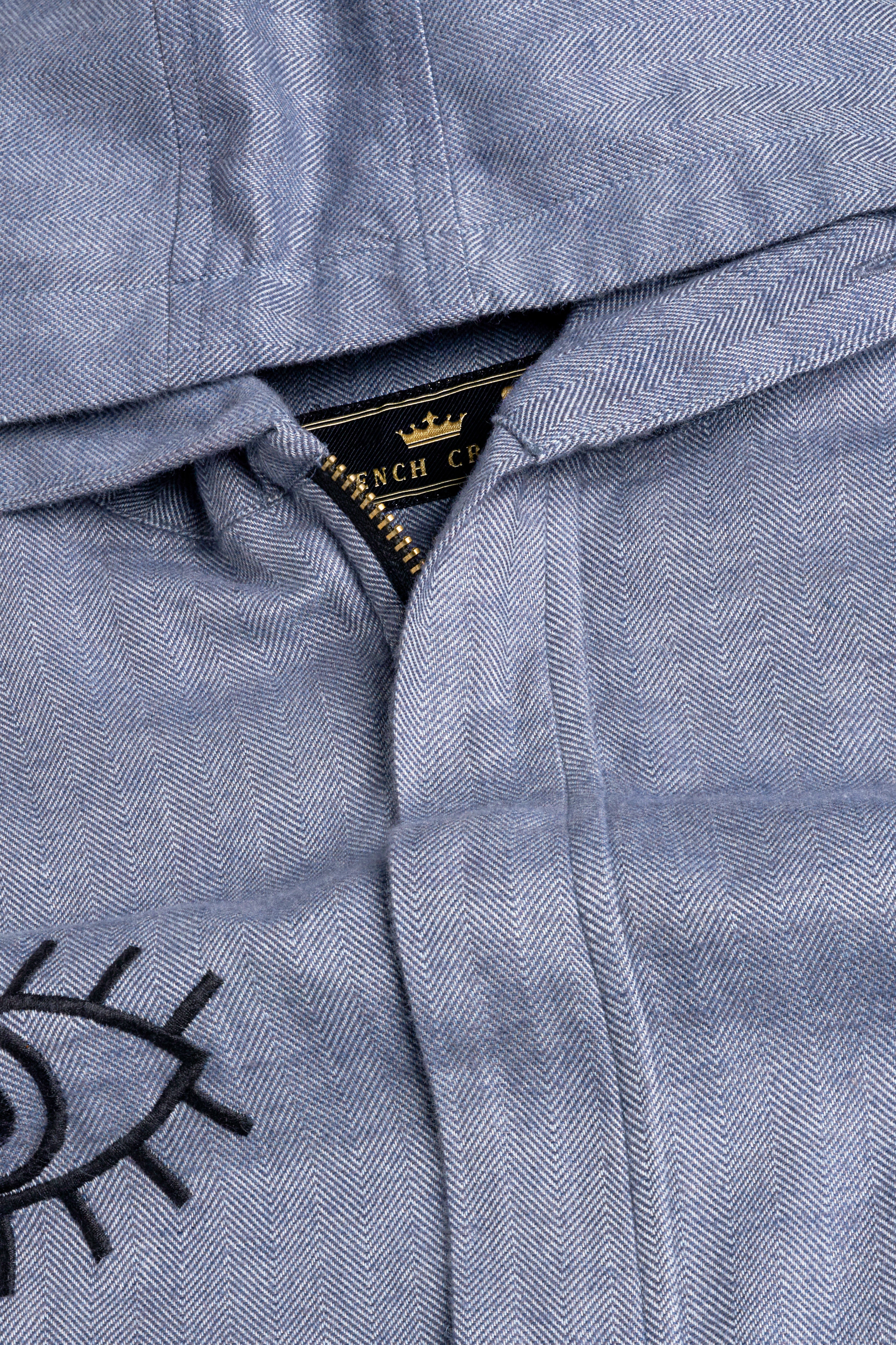 Waterloo Gray with Black Eye Embroidered Royal Oxford Designer Hoodie Shirt