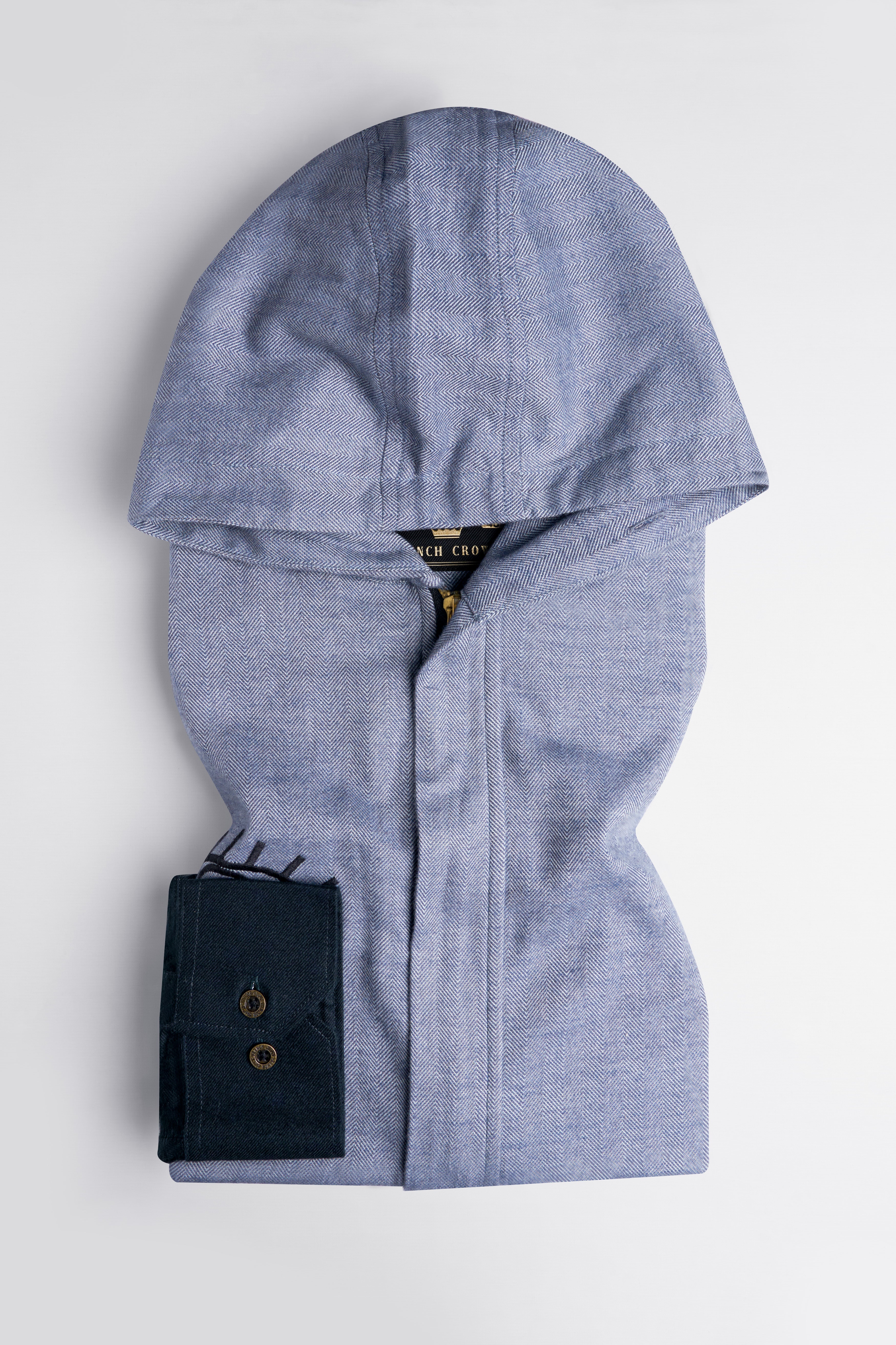 Waterloo Gray with Black Eye Embroidered Royal Oxford Designer Hoodie Shirt