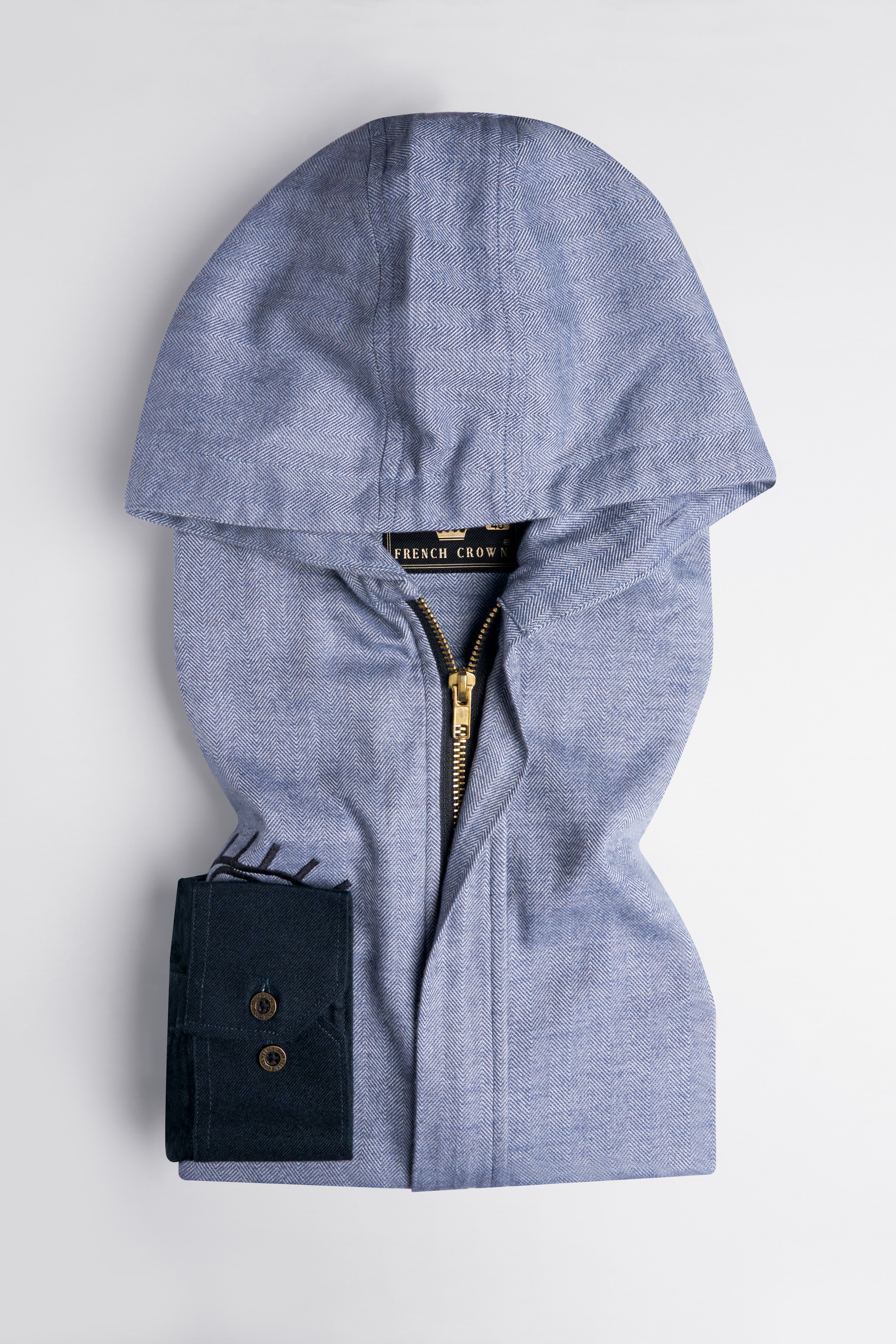 Waterloo Gray with Black Eye Embroidered Royal Oxford Designer Hoodie Shirt