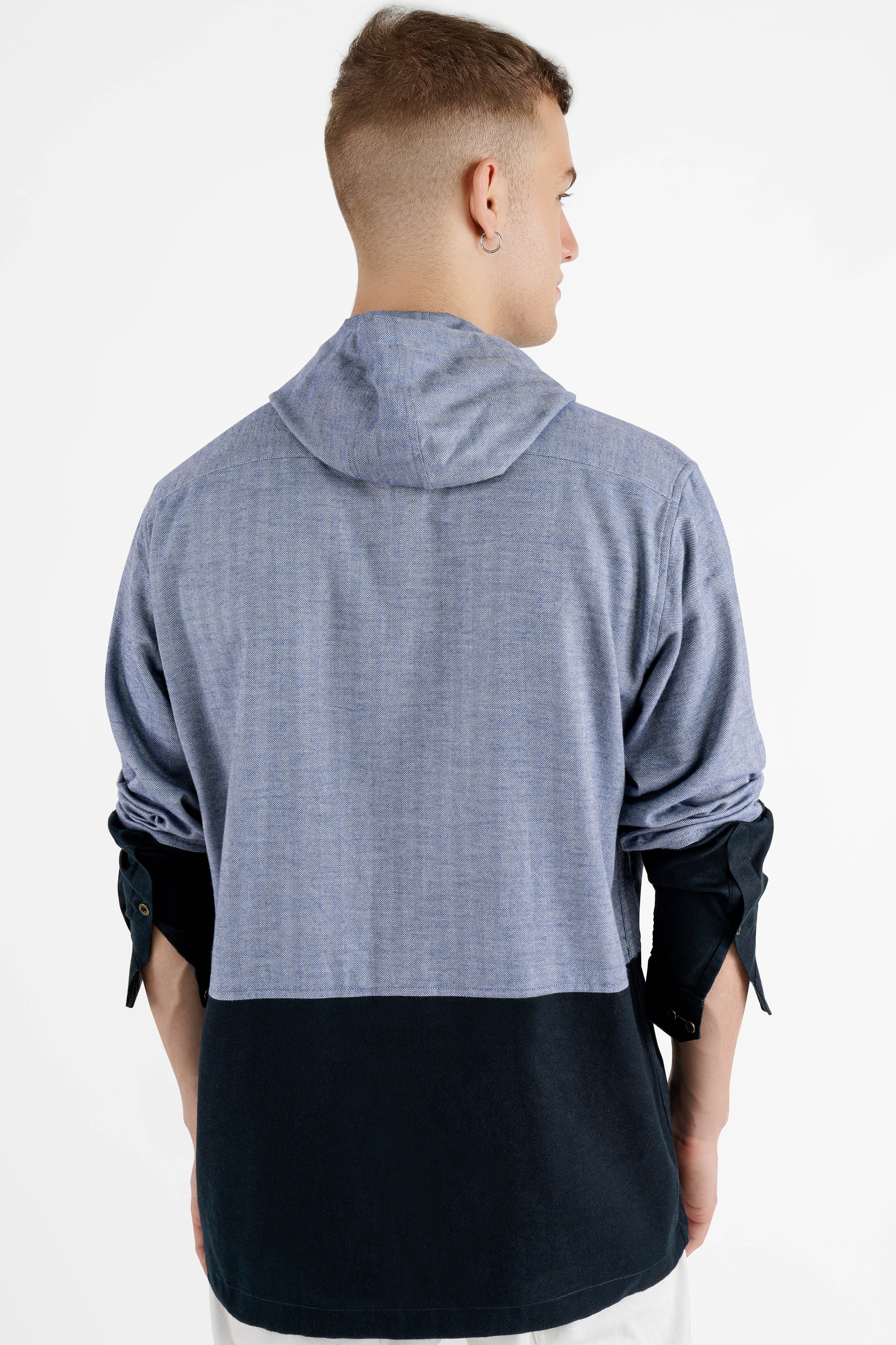 Waterloo Gray with Black Eye Embroidered Royal Oxford Designer Hoodie Shirt