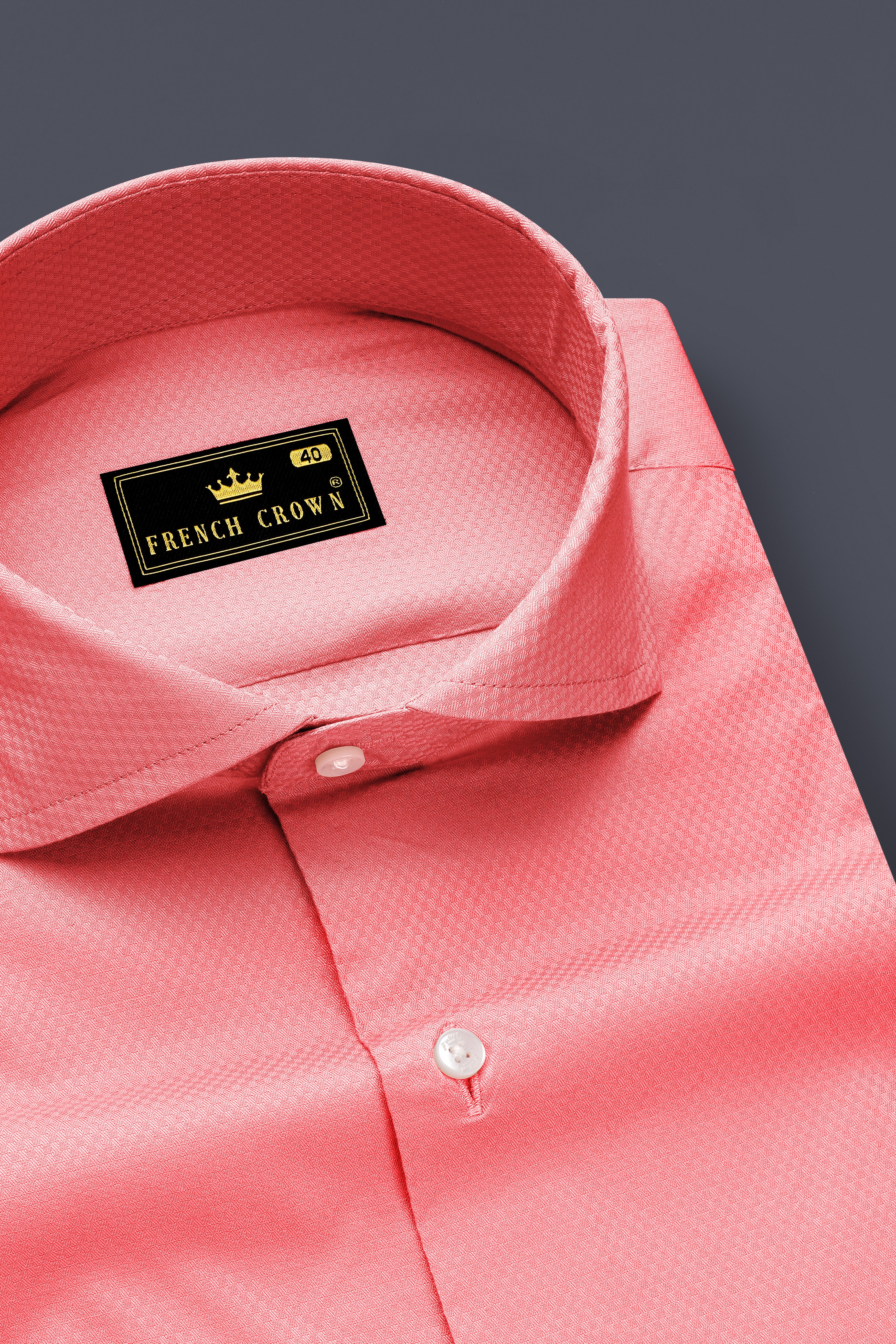 Peach Dobby Textured Premium Giza Cotton Shirt