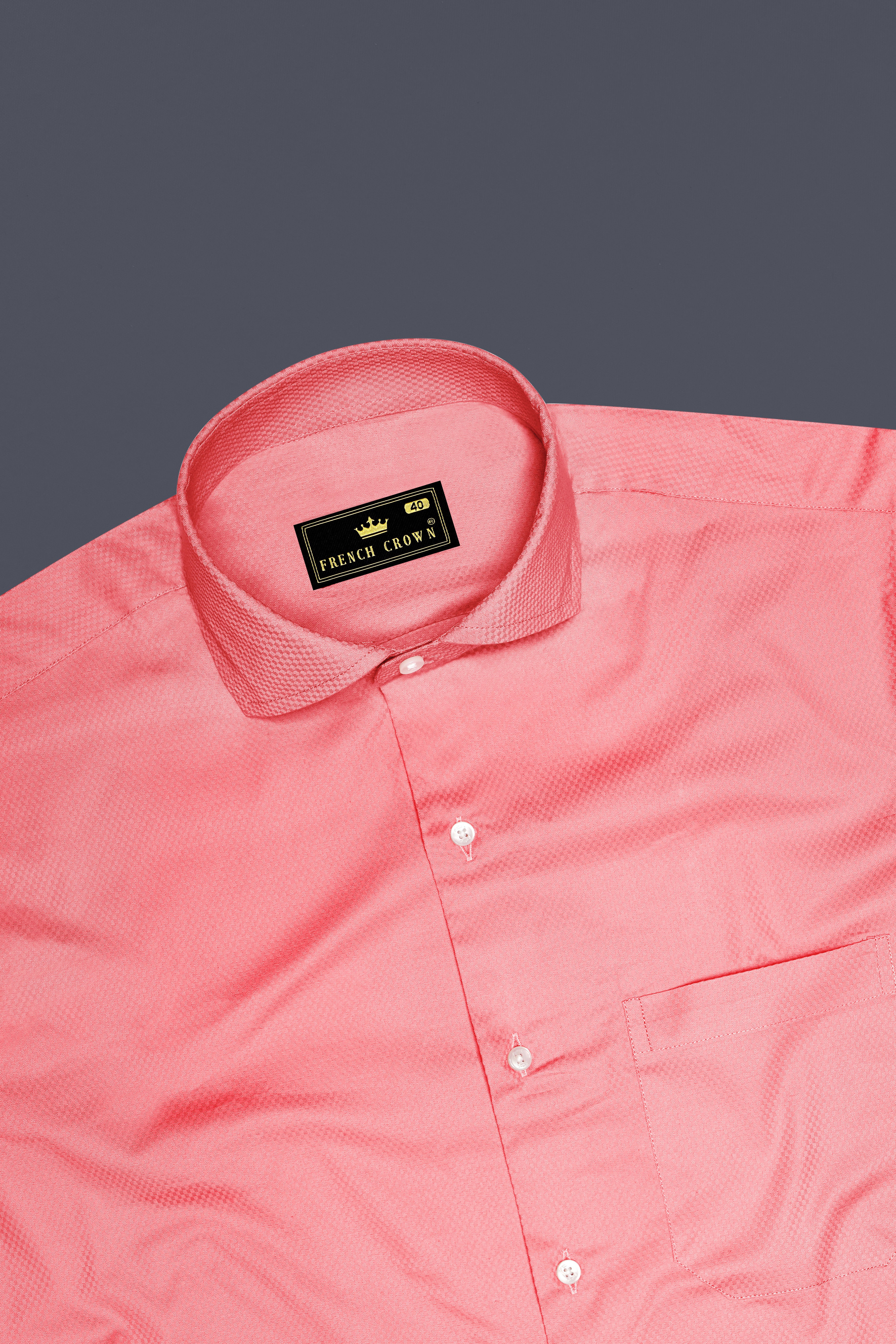 Peach Dobby Textured Premium Giza Cotton Shirt
