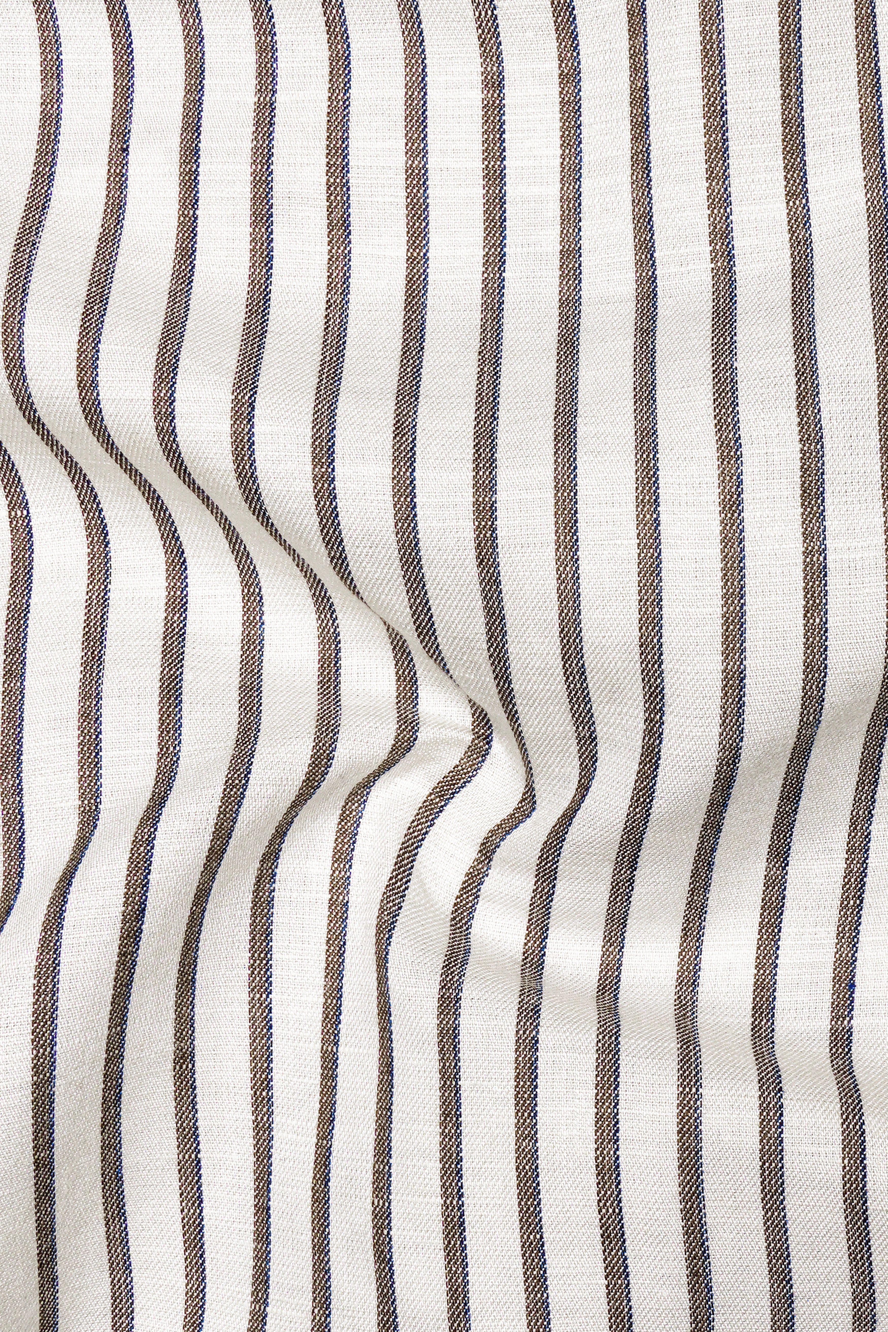 Off White with Hemlock Brown Striped Tencel Shirt