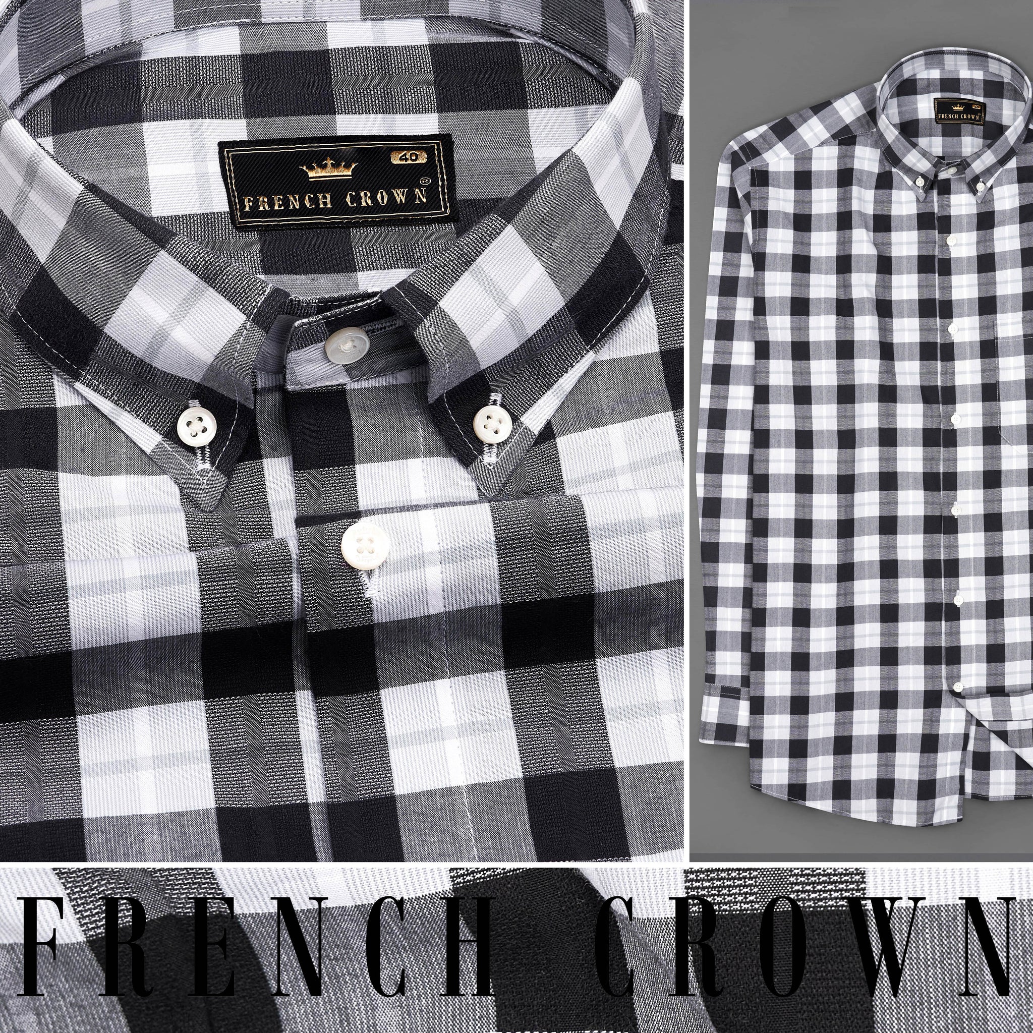 Black and White Checks Strappy Cotton Button-Down Top main image 0