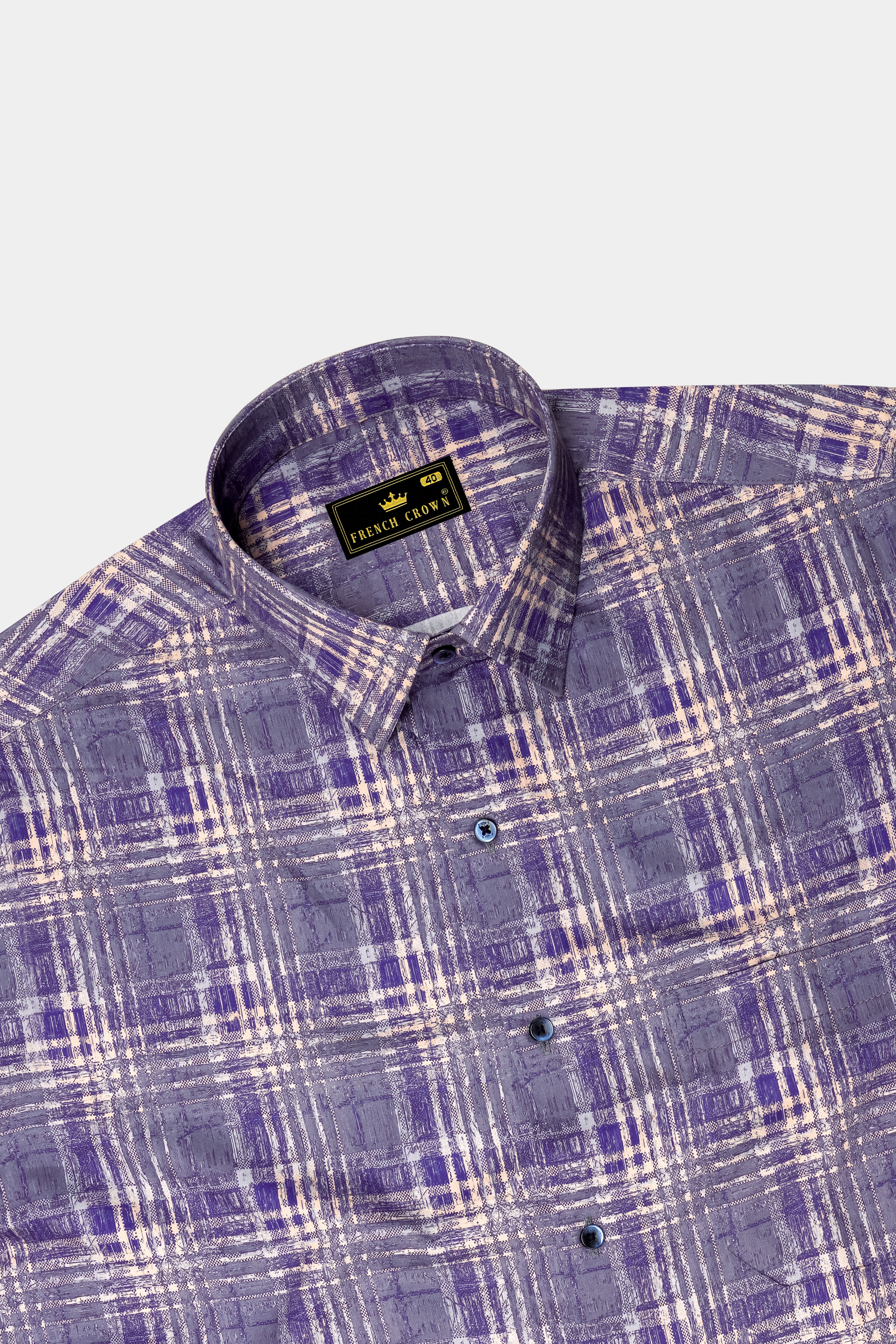 Regent Gray with Scampi Blue Plaid Super Soft Premium Cotton Shirt