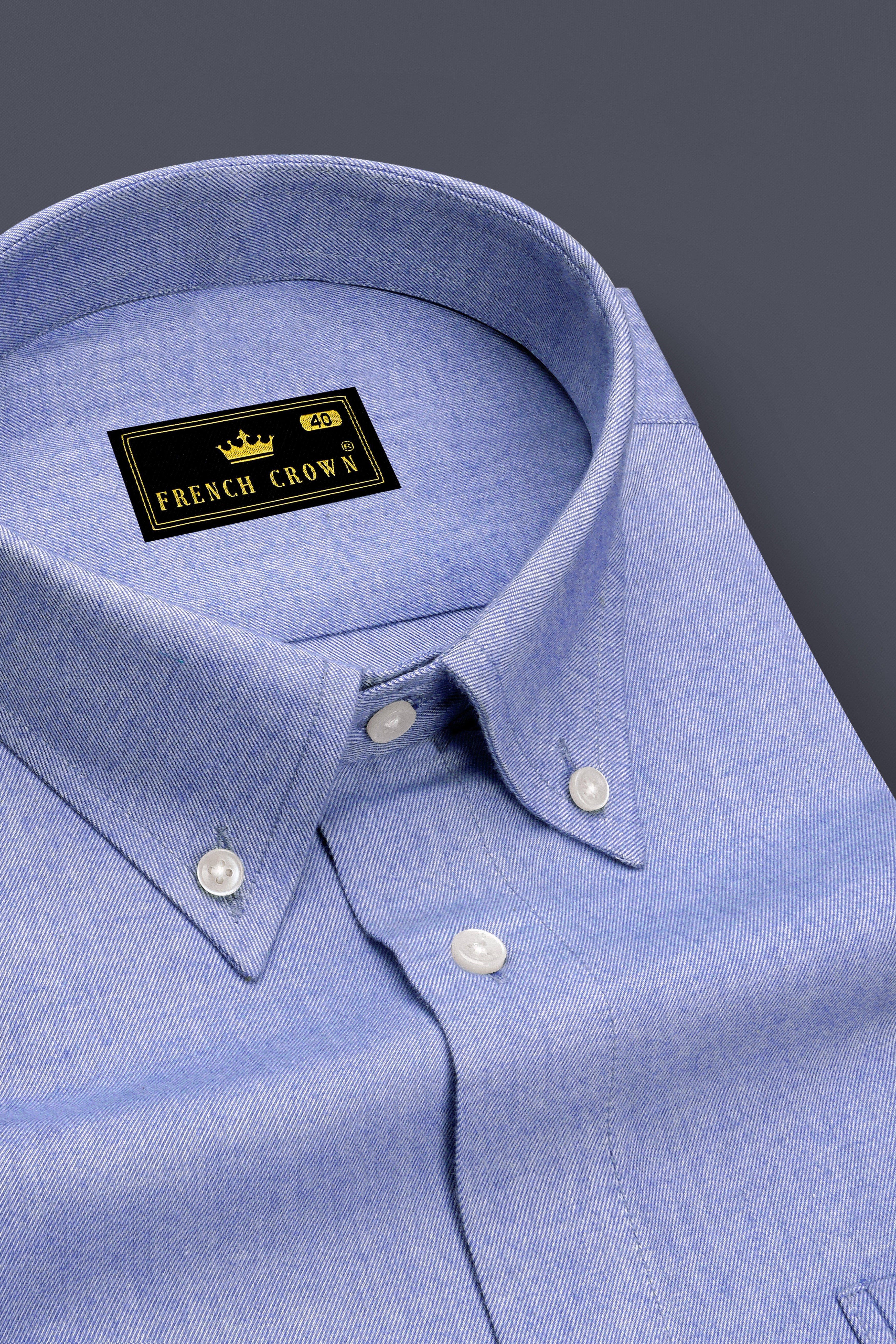 Cadet Blue Twill Premium Cotton Shirt