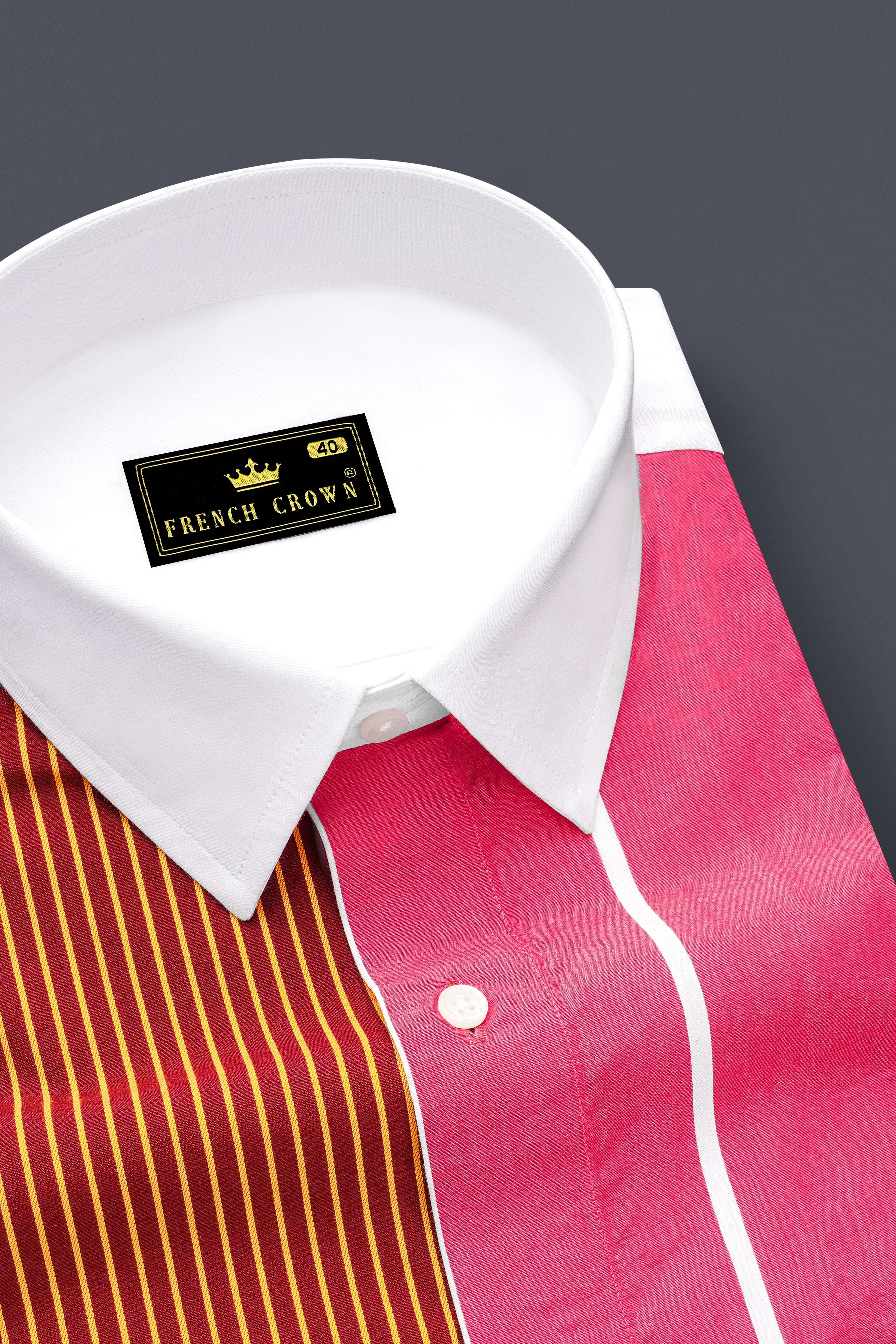 Cabaret Pink with Crater Maroon Multicolour Striped Premium Cotton Designer Shirt