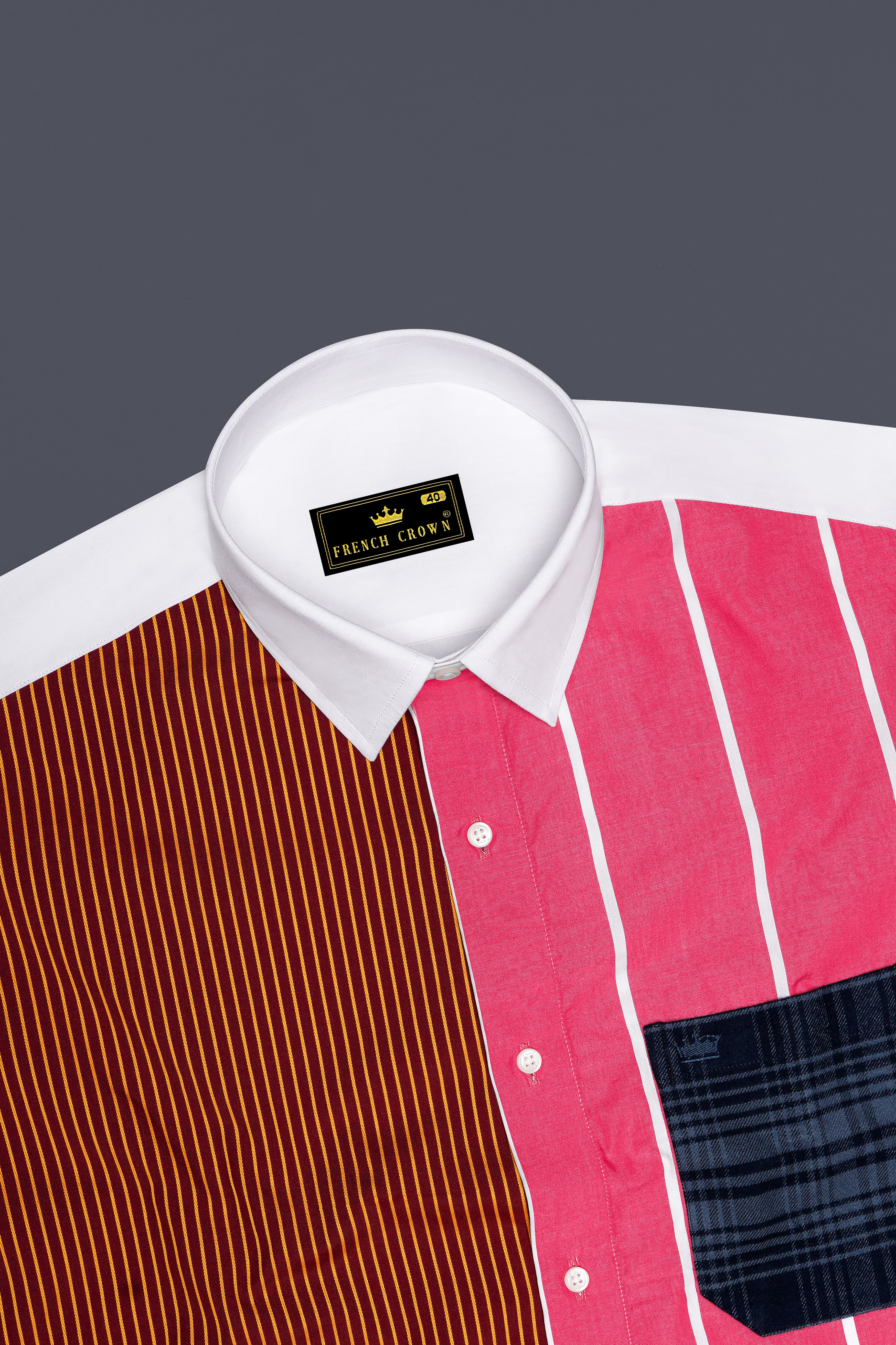 Cabaret Pink with Crater Maroon Multicolour Striped Premium Cotton Designer Shirt
