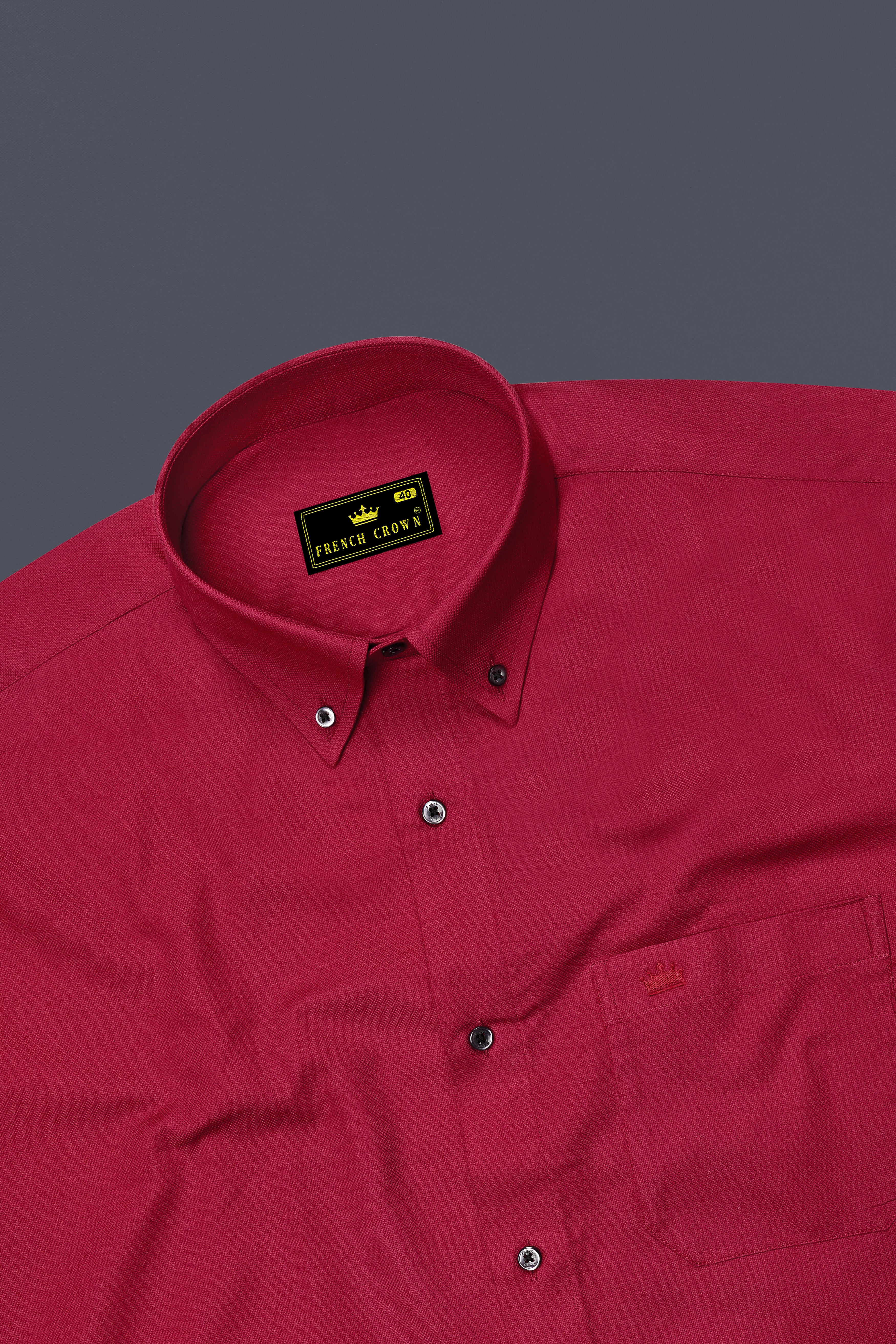 Merlot Red Dobby Textured Premium Giza Cotton Shirt