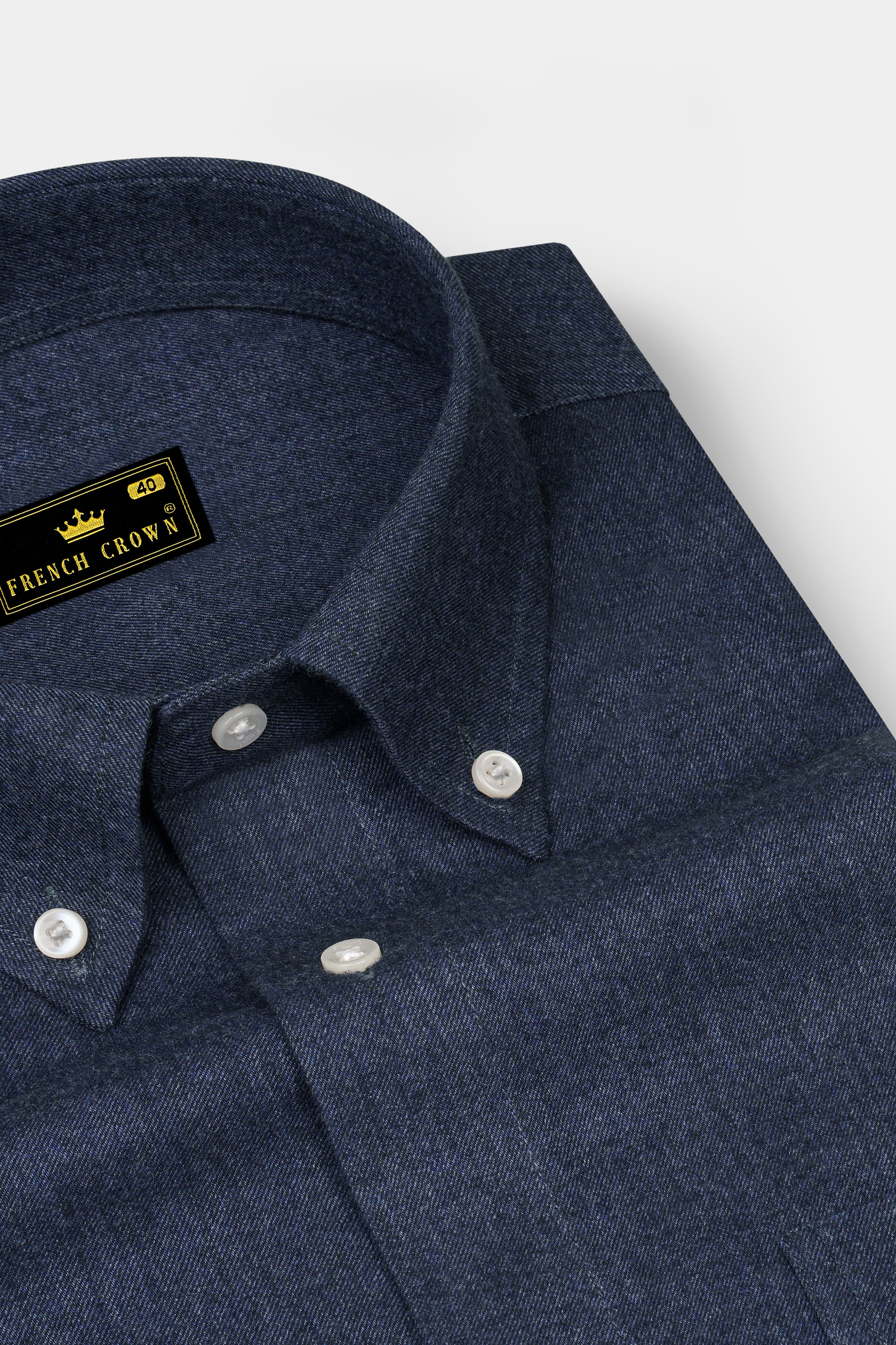 Gunmetal Blue Button Down Flannel Shirt