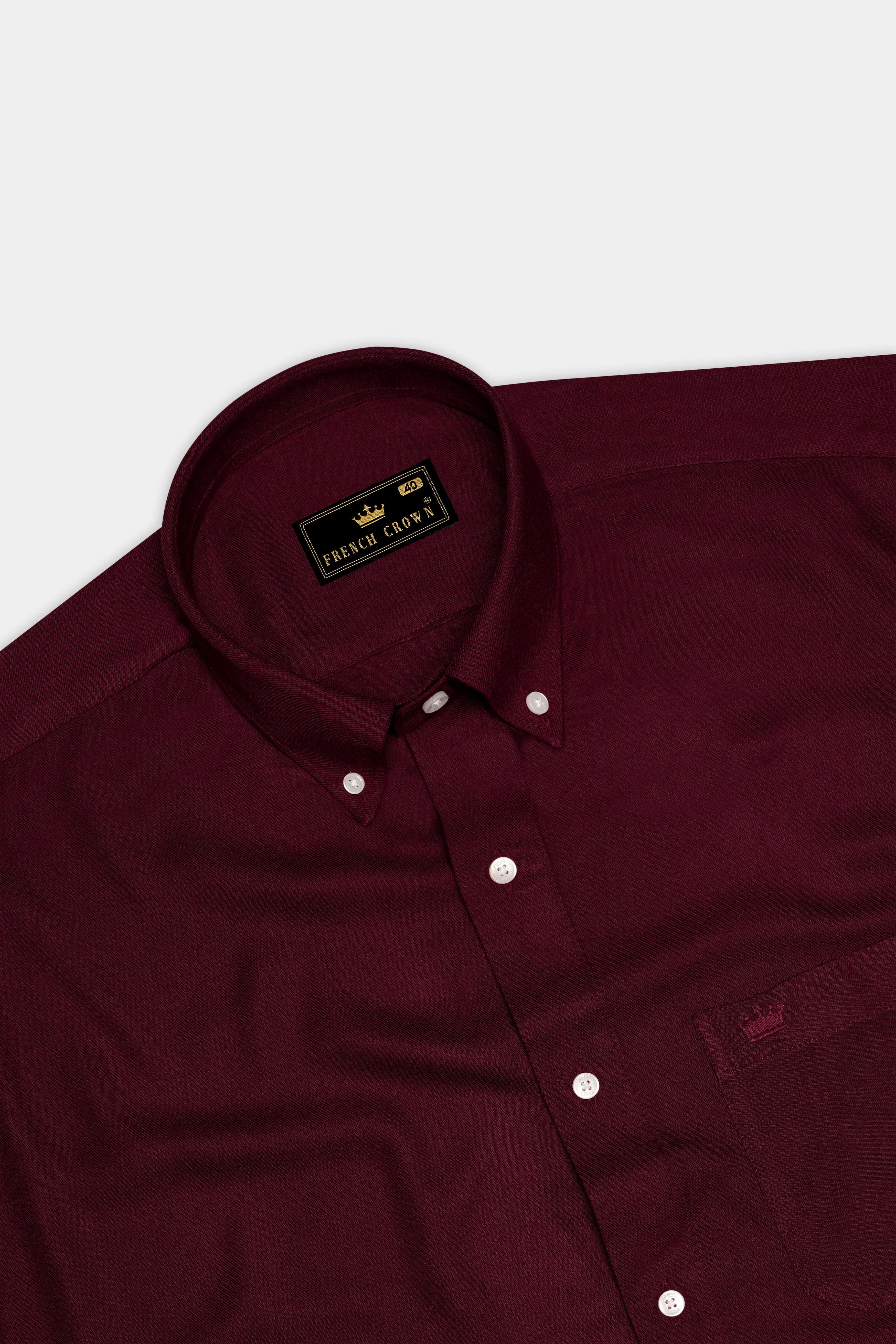 Walnut Maroon Button Down Flannel Shirt