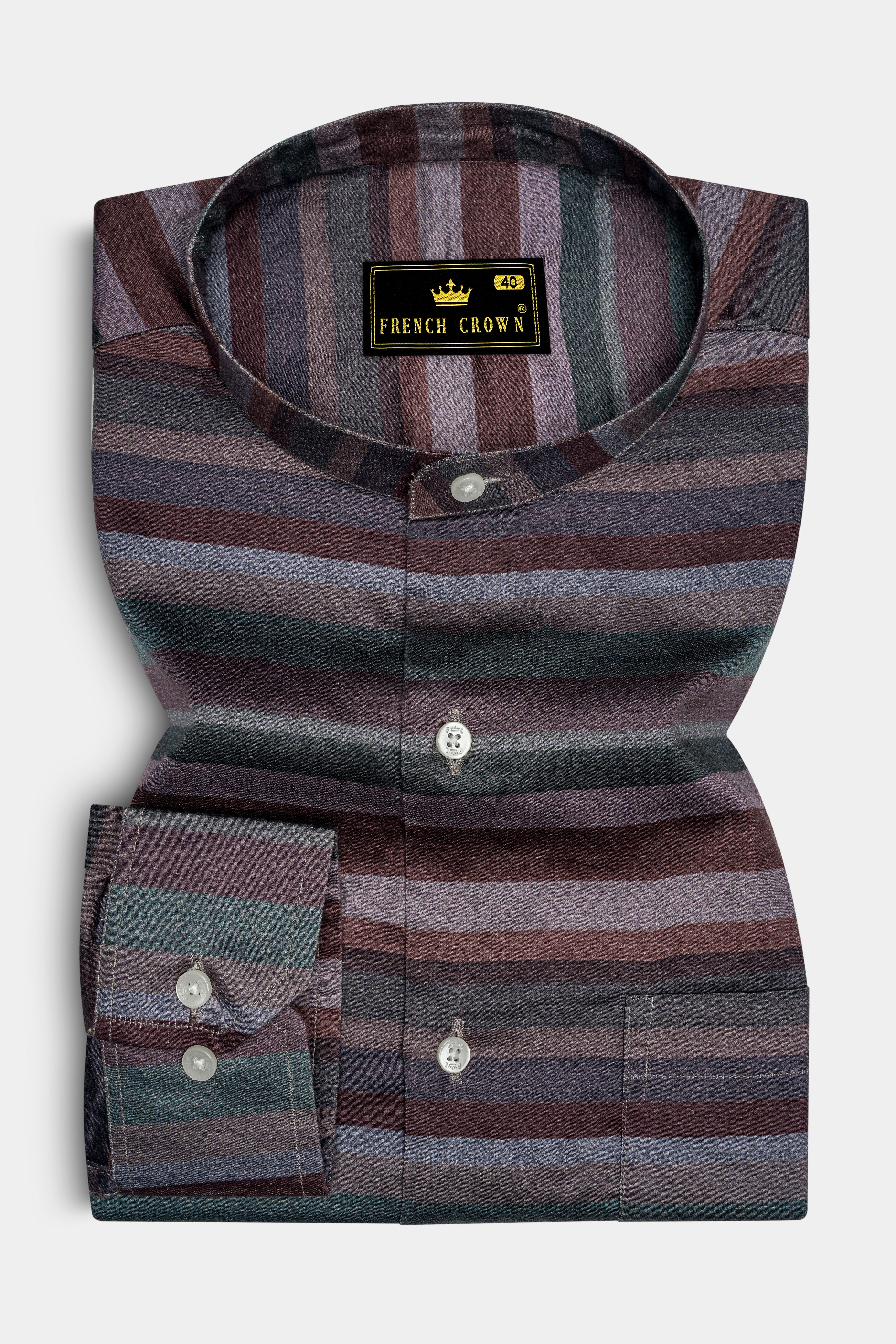 Turquoise Green with Iridium Green Multicolour Striped Super Soft Premium Cotton Shirt