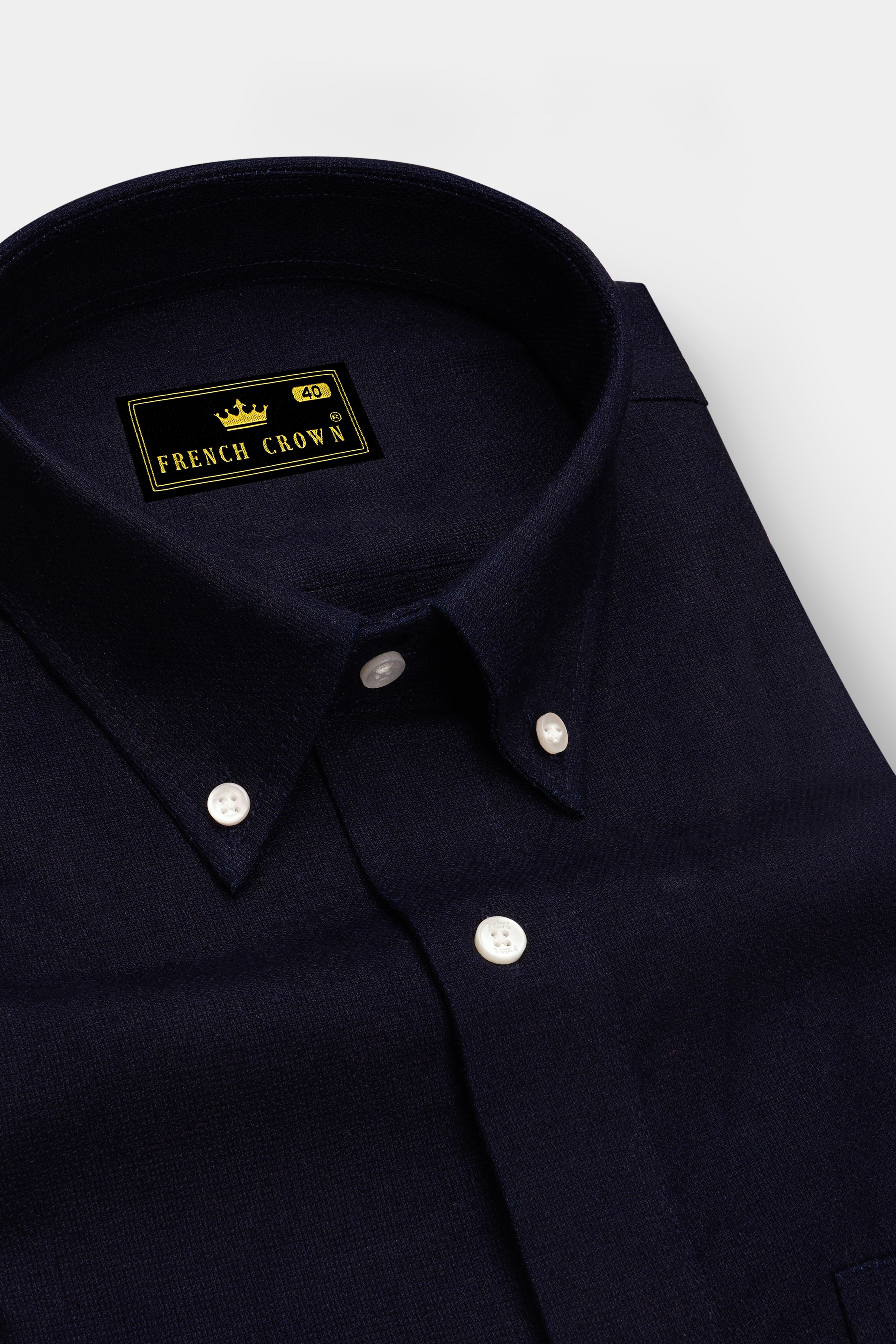 Onyx Black Button-Down Denim Shirt