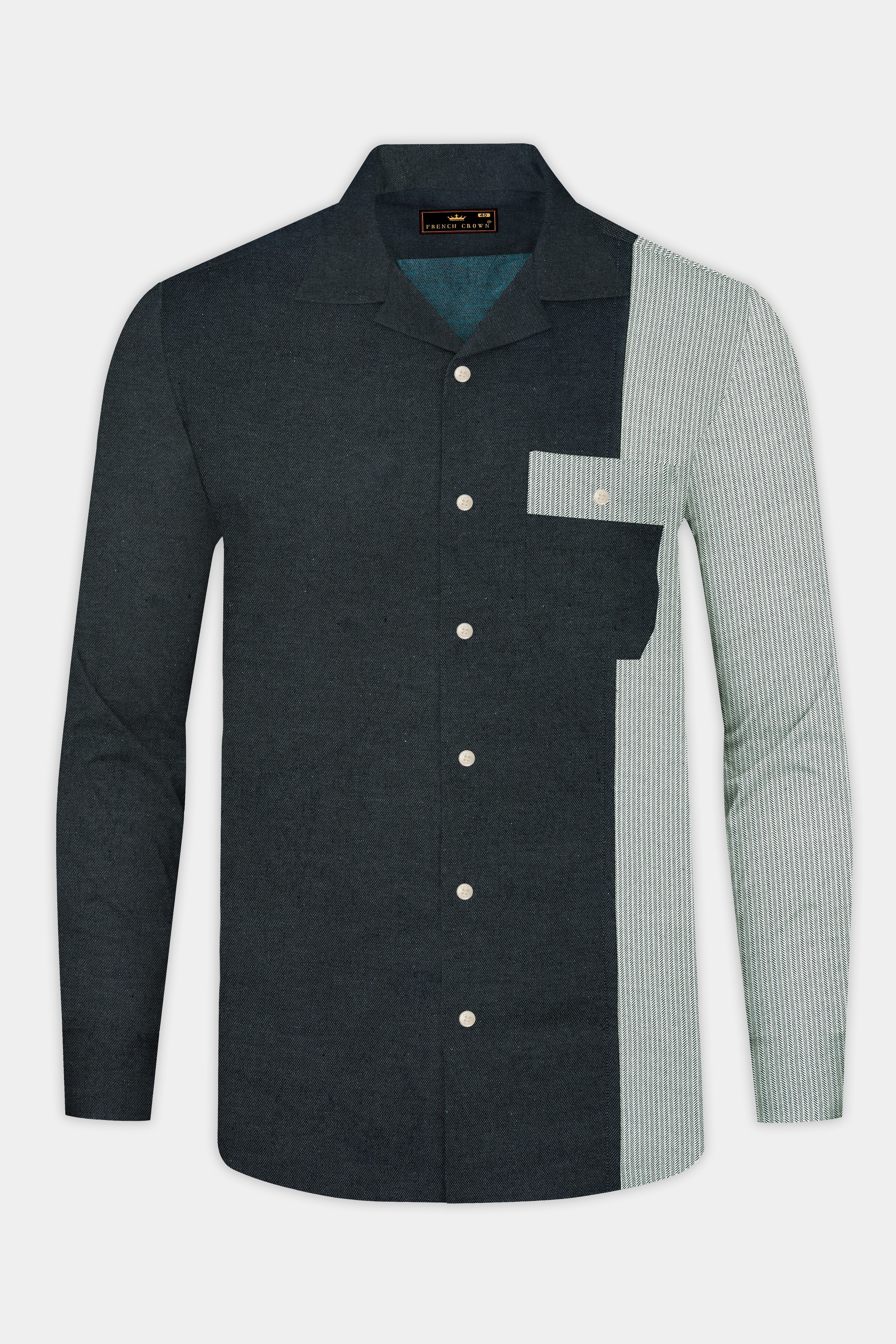 Gunmetal with Edgewater Green Twill Premium Cotton Designer Shirt