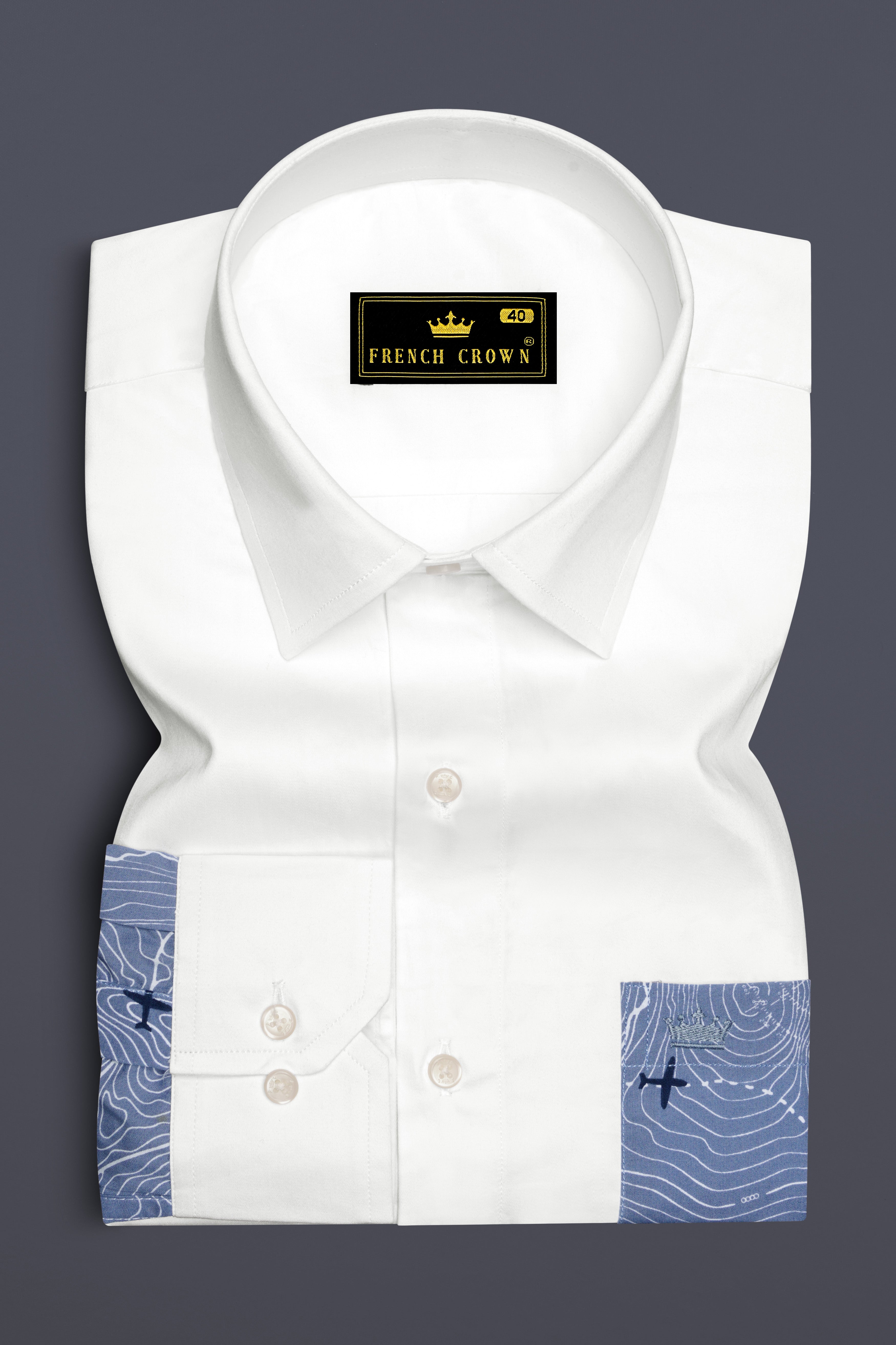 Bright White with Airplane Printed Super Soft Premium Cotton Designer Shirt