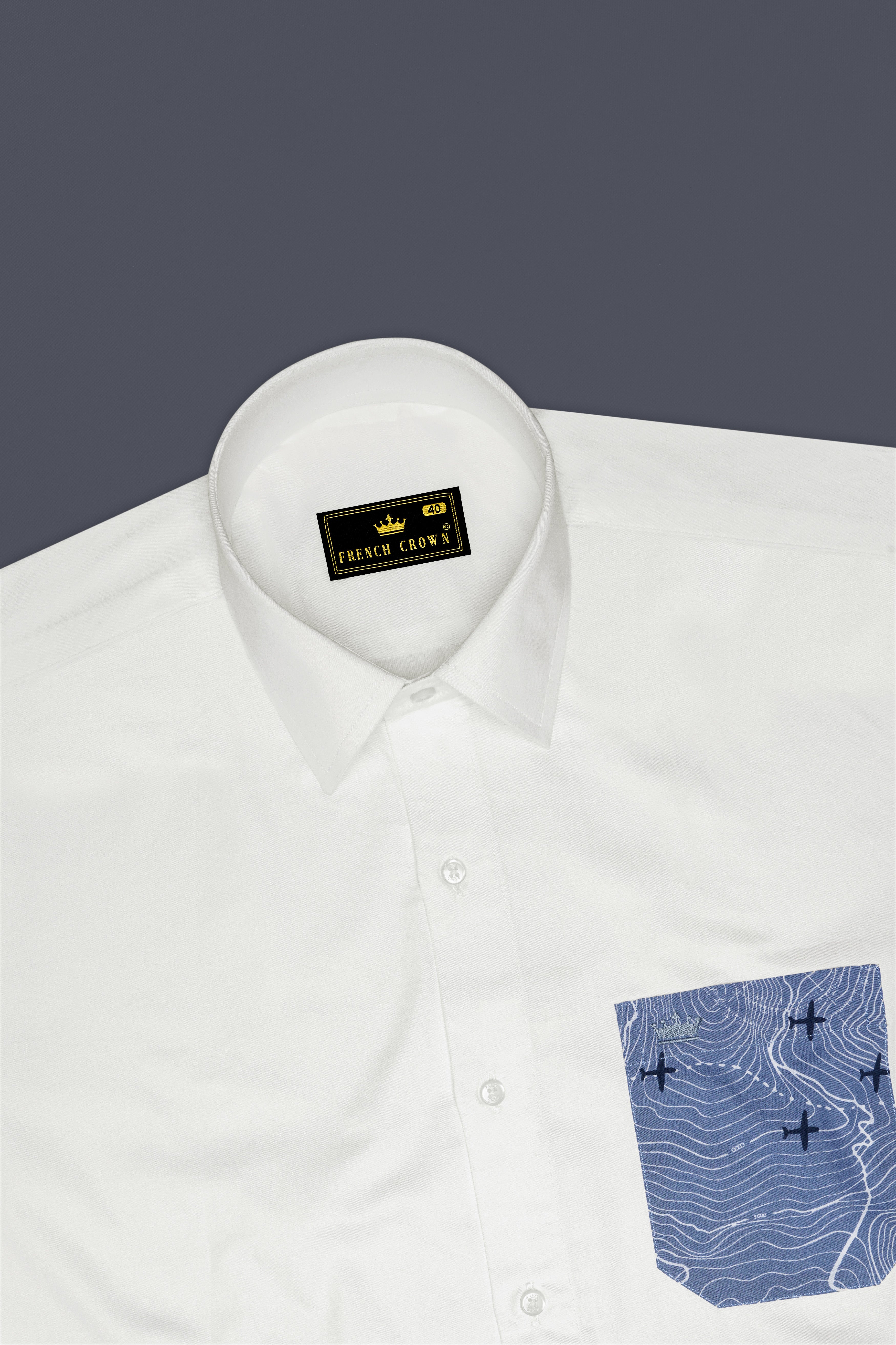 Bright White with Airplane Printed Super Soft Premium Cotton Designer Shirt