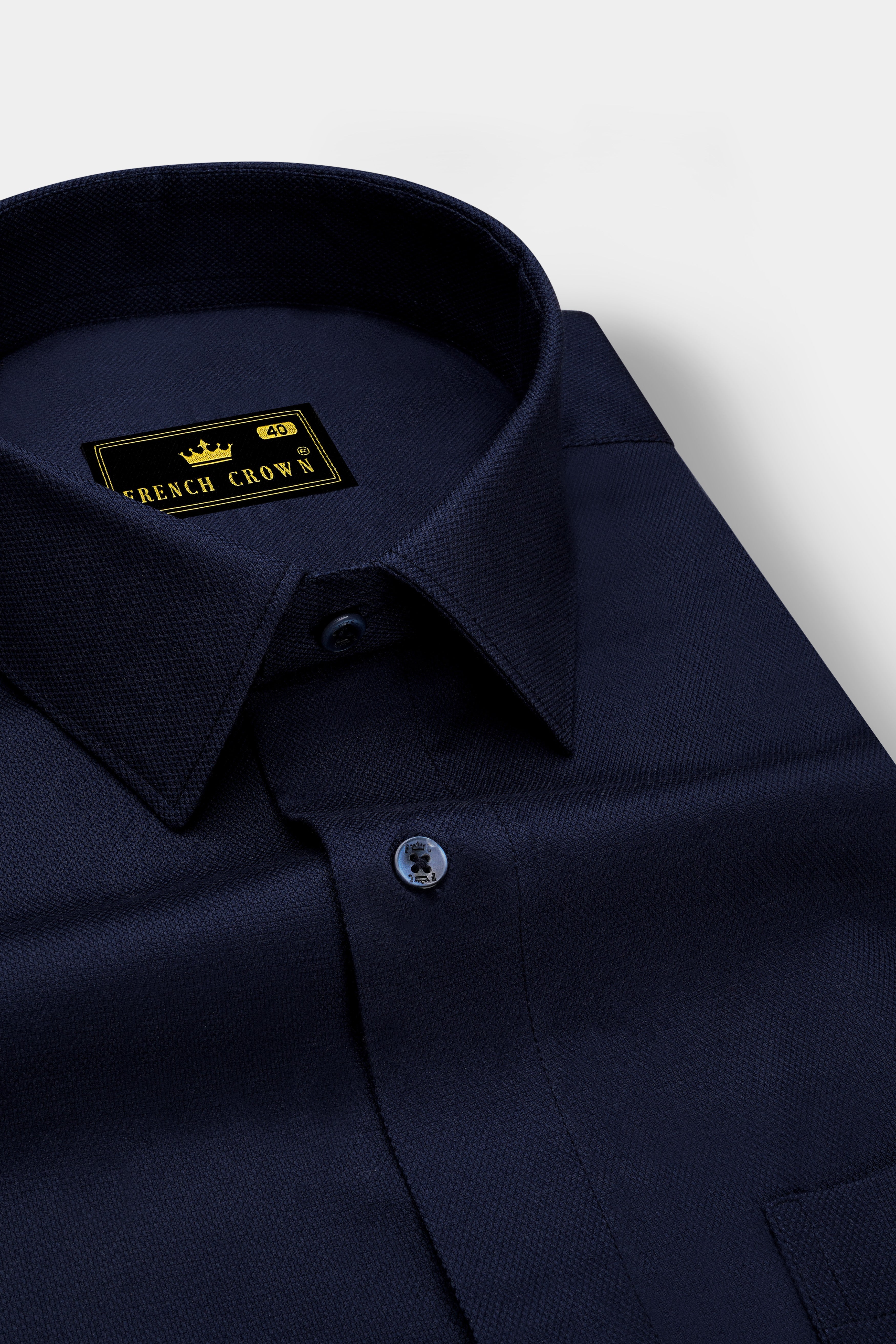 Ebony Blue Dobby Textured Premium Giza Cotton Shirt