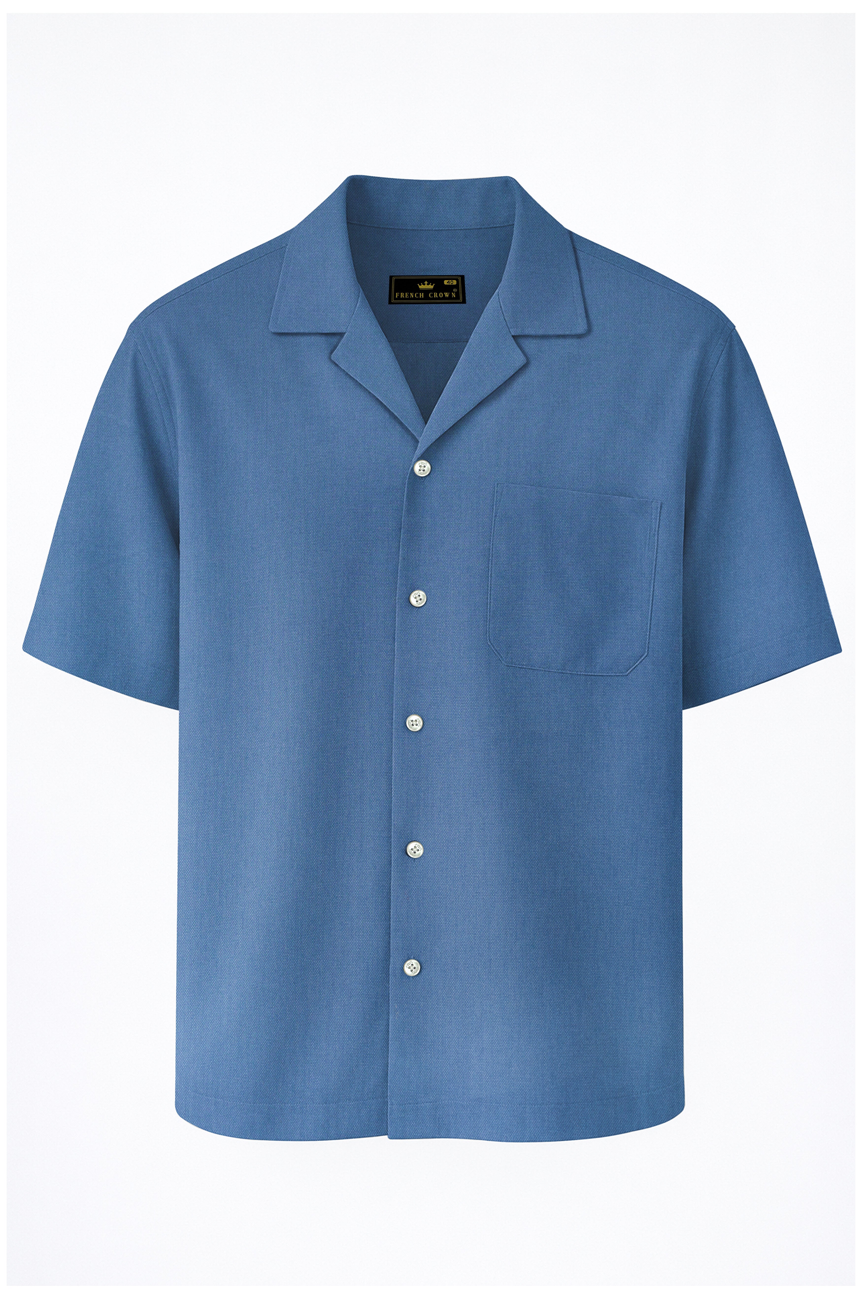 Bismark Blue Dobby Textured Premium Giza Cotton Shirt
