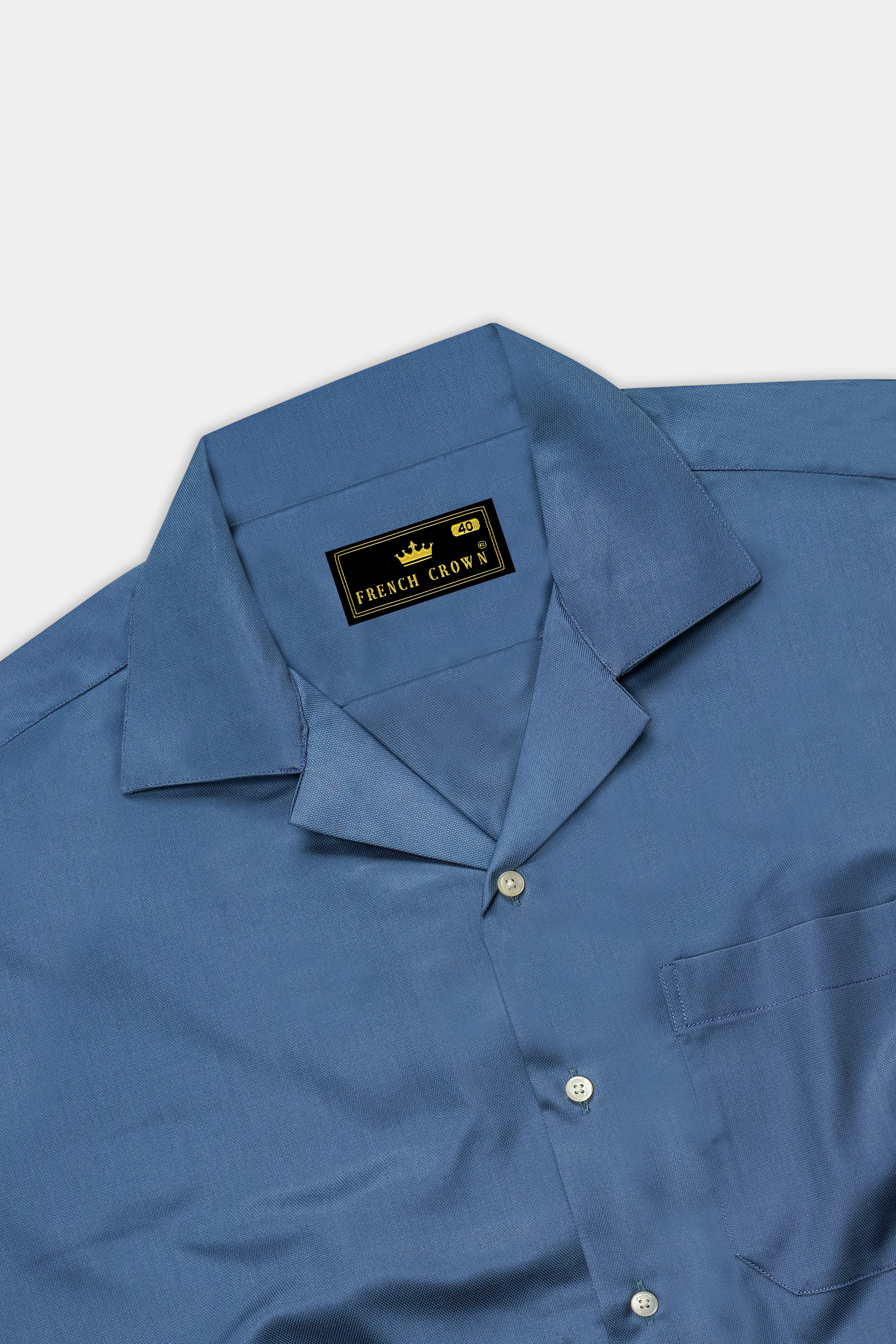 Bismark Blue Dobby Textured Premium Giza Cotton Shirt
