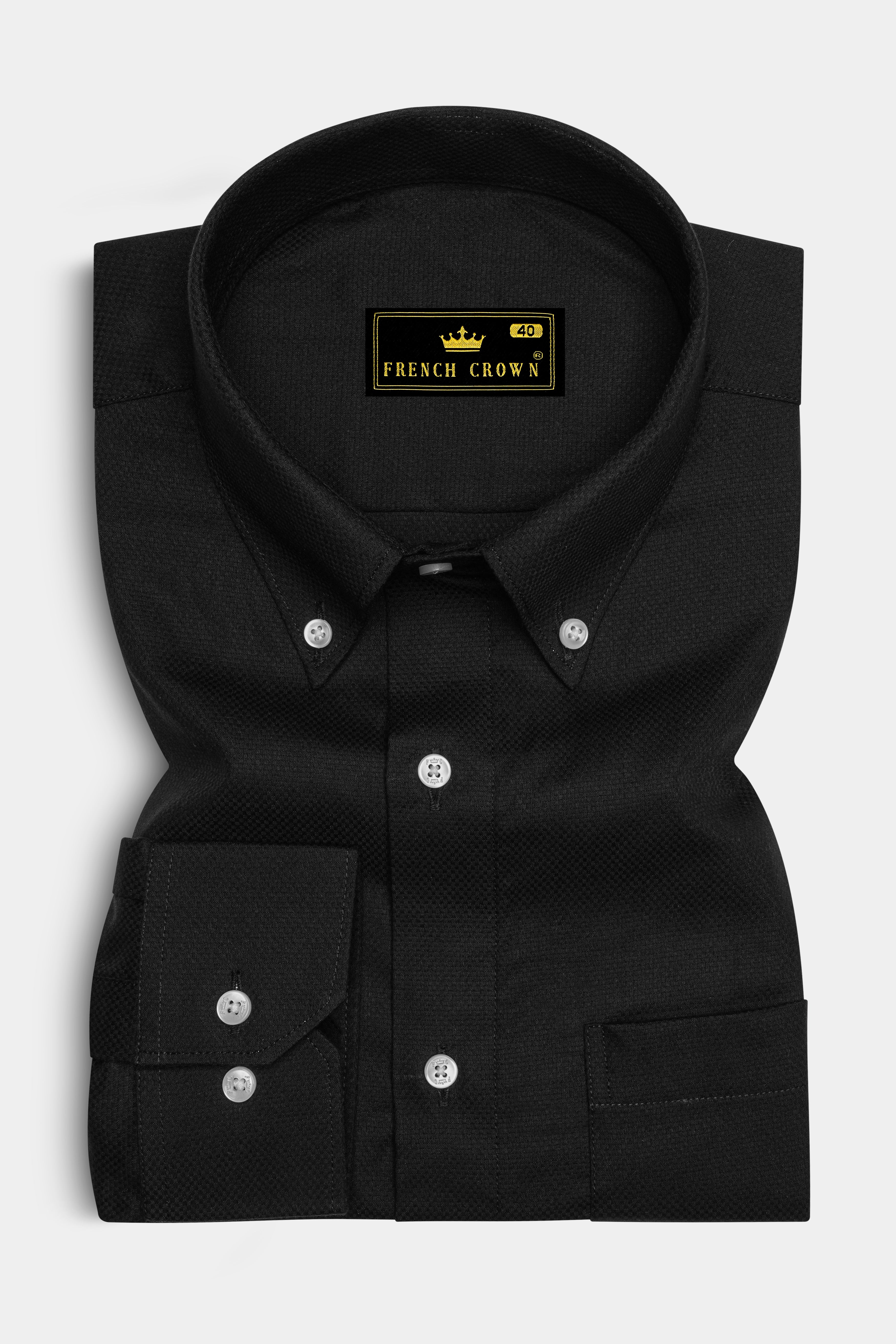 Jade Black Dobby Textured Premium Giza Cotton Shirt
