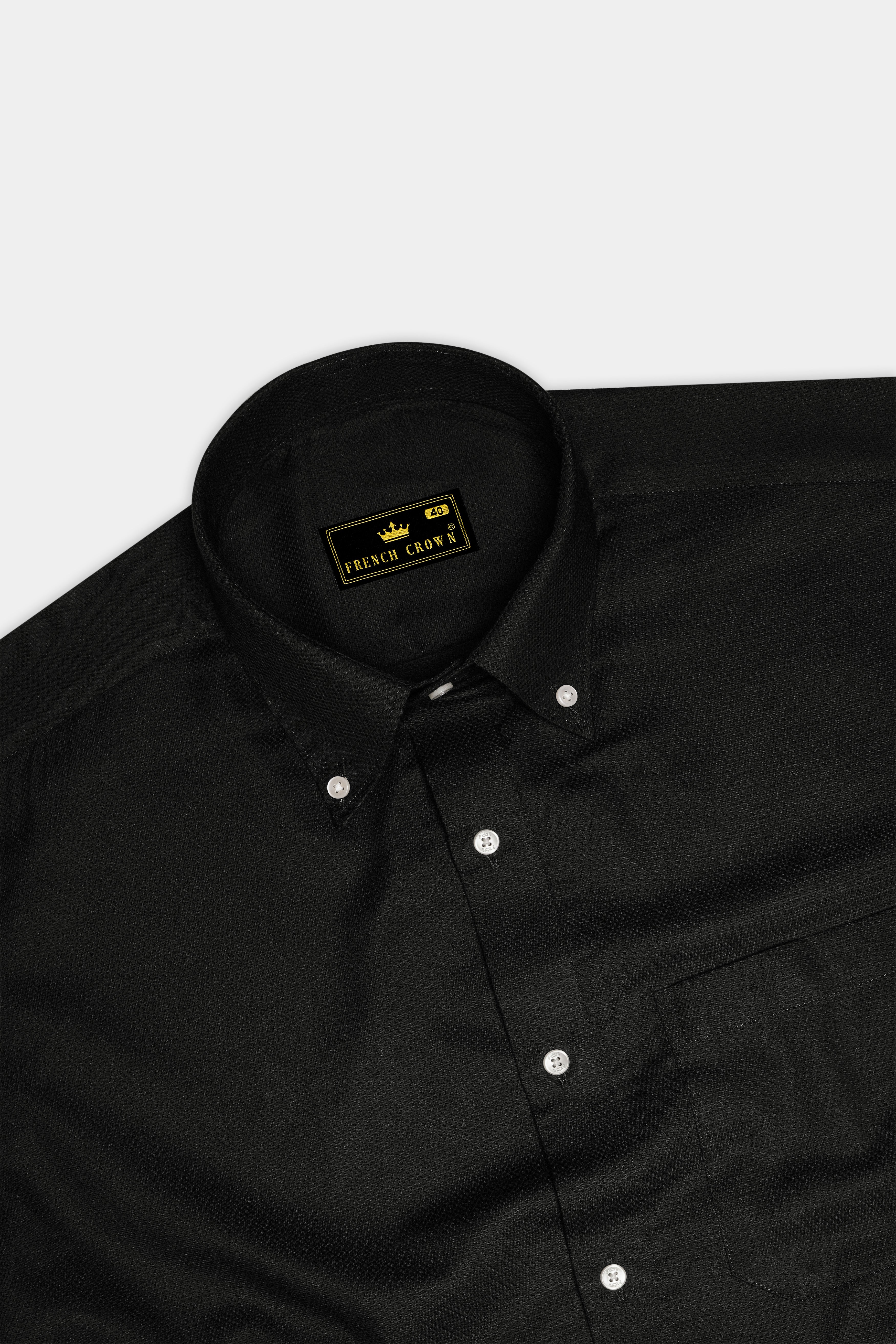 Jade Black Dobby Textured Premium Giza Cotton Shirt