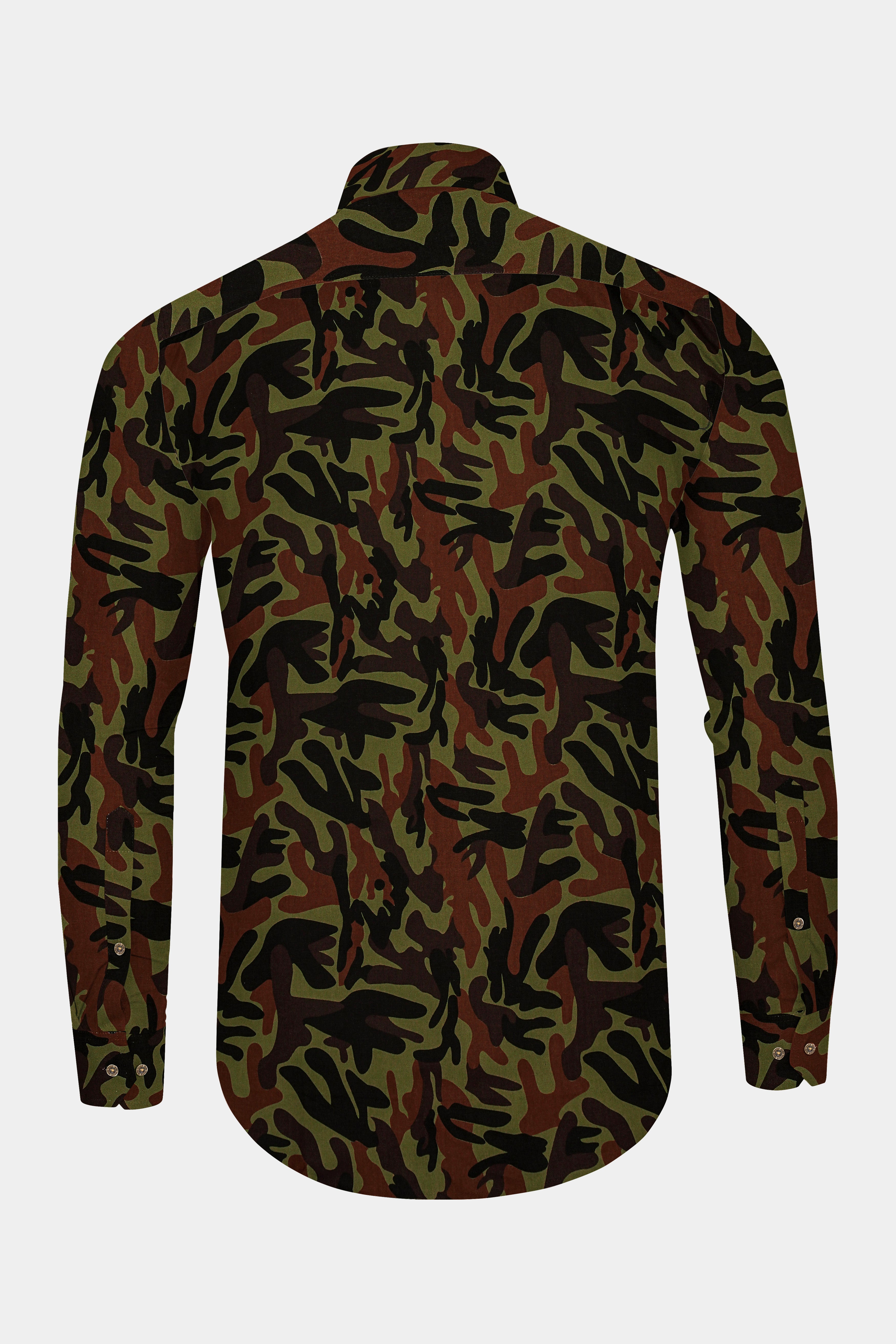 Limed Green and Thunder Black and Multicolour Camouflage Royal Oxford Designer Overshirt