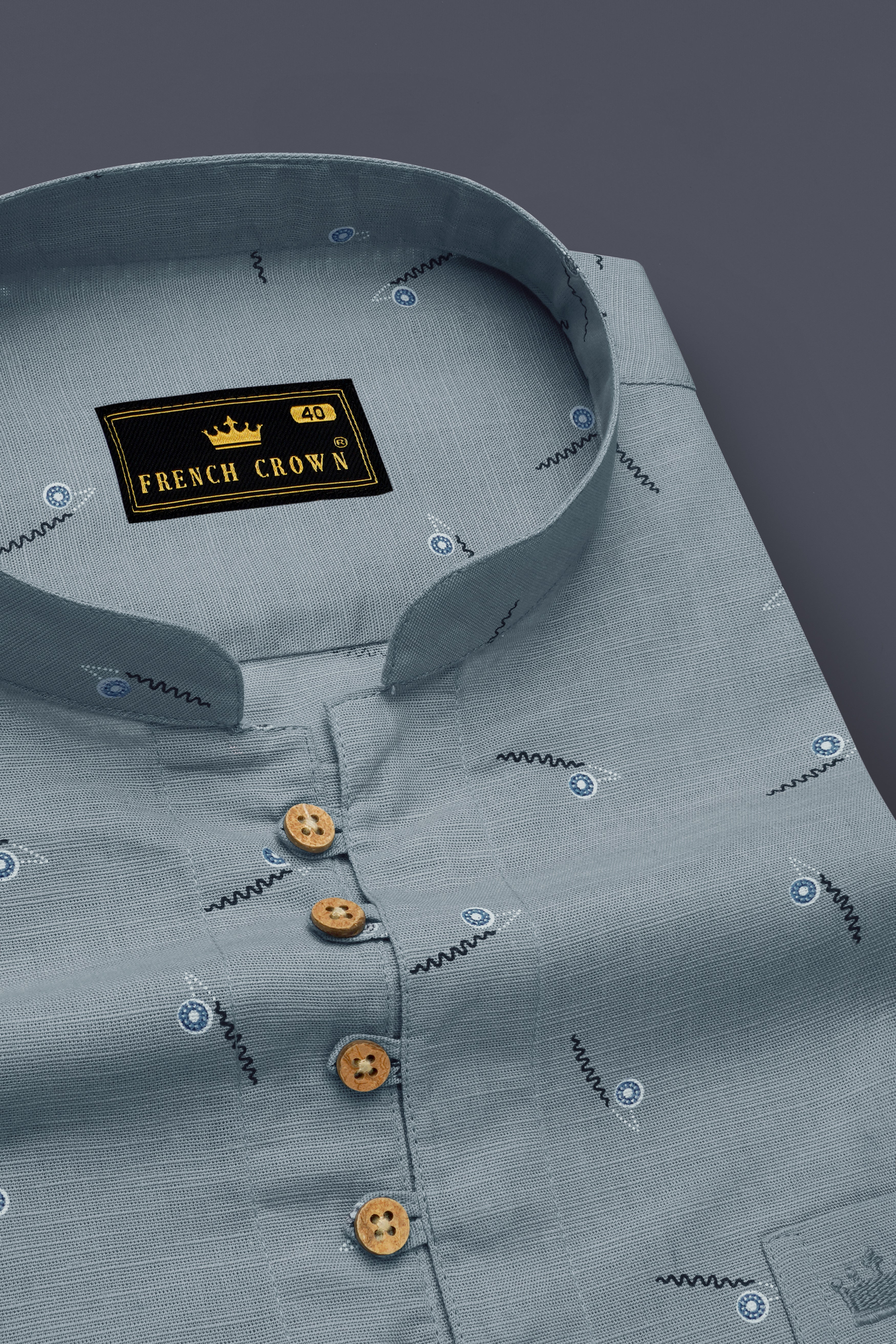 Cadet Gray Luxurious Linen Textured Kurta Shirt