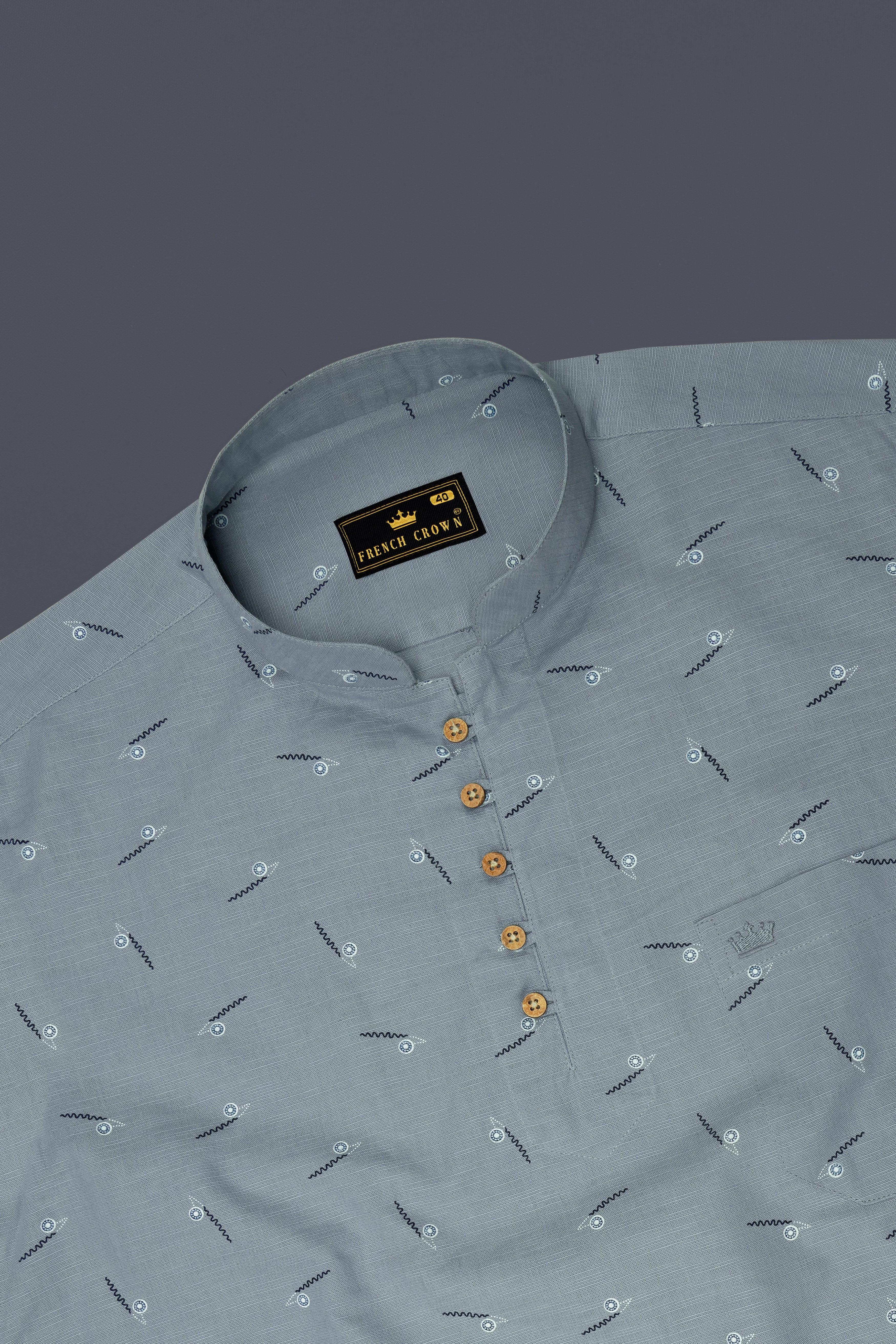 Cadet Gray Luxurious Linen Textured Kurta Shirt