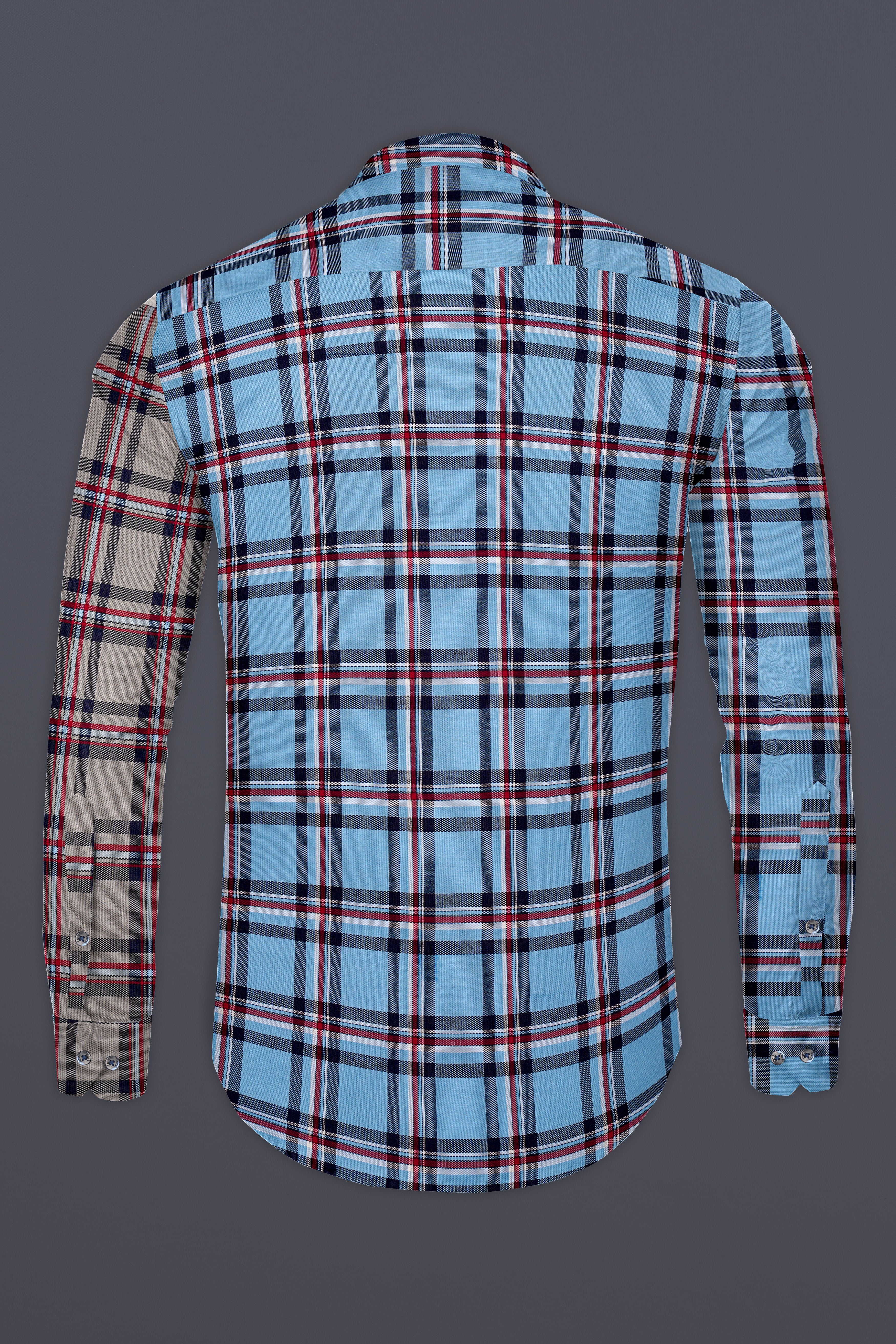 Hurricane Gray with Shakespeare Blue Plaid Royal Oxford Designer Shirt