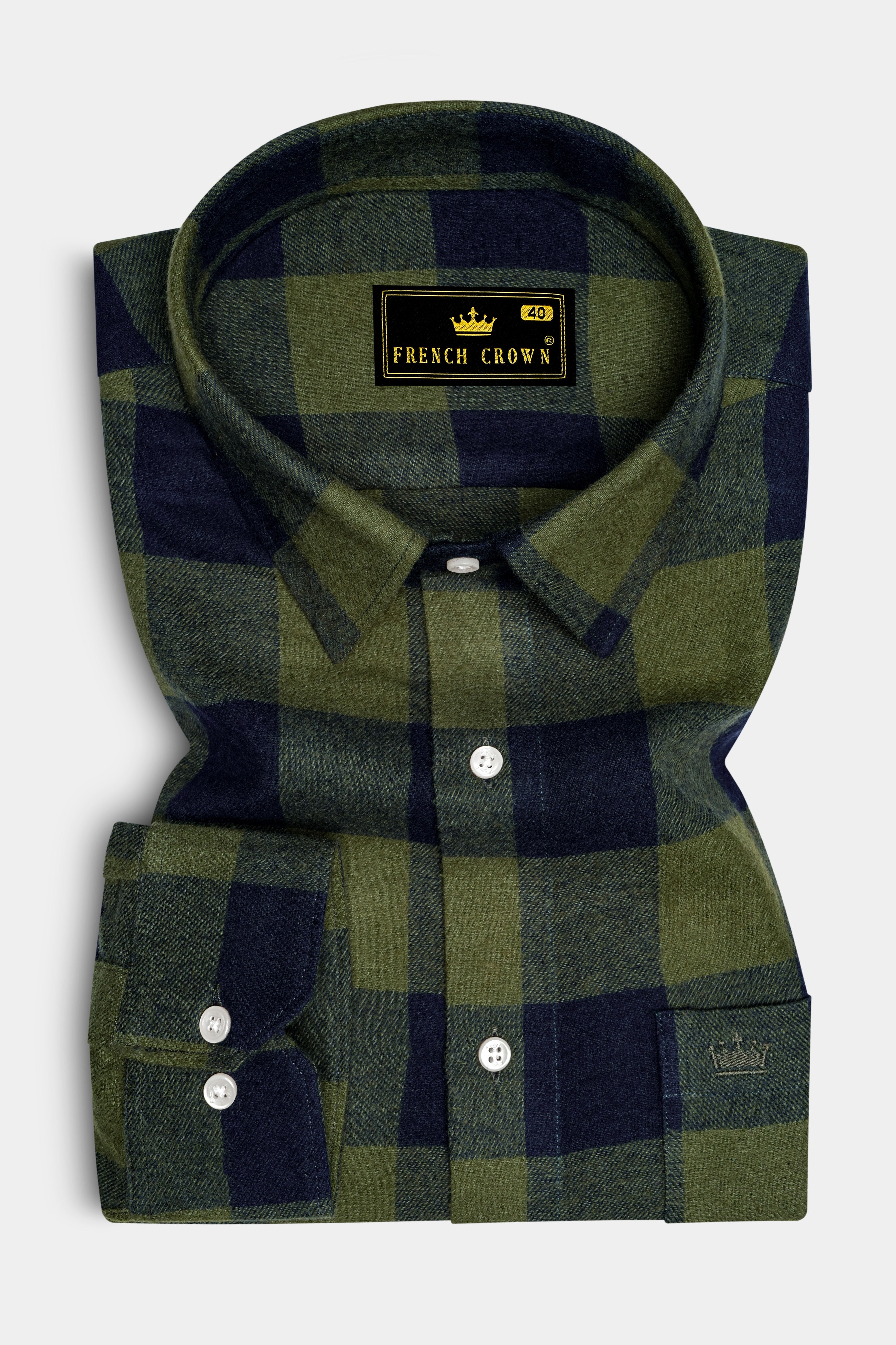 Finch Green with Charade Gray Checked Flannel Overshirt/Shacket