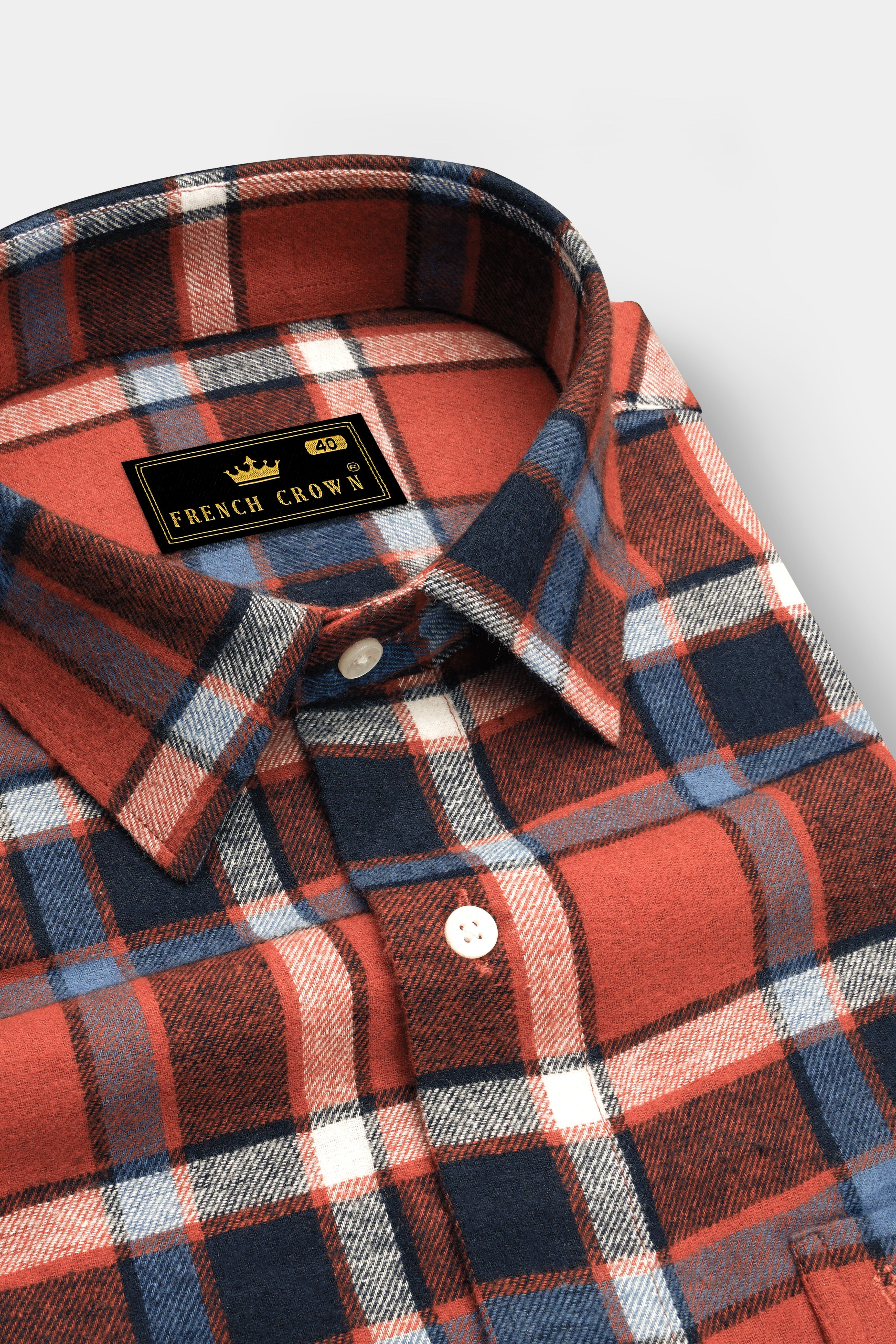 Sienna Brown with Black and Havelock Blue Plaid Flannel Overshirt/Shacket