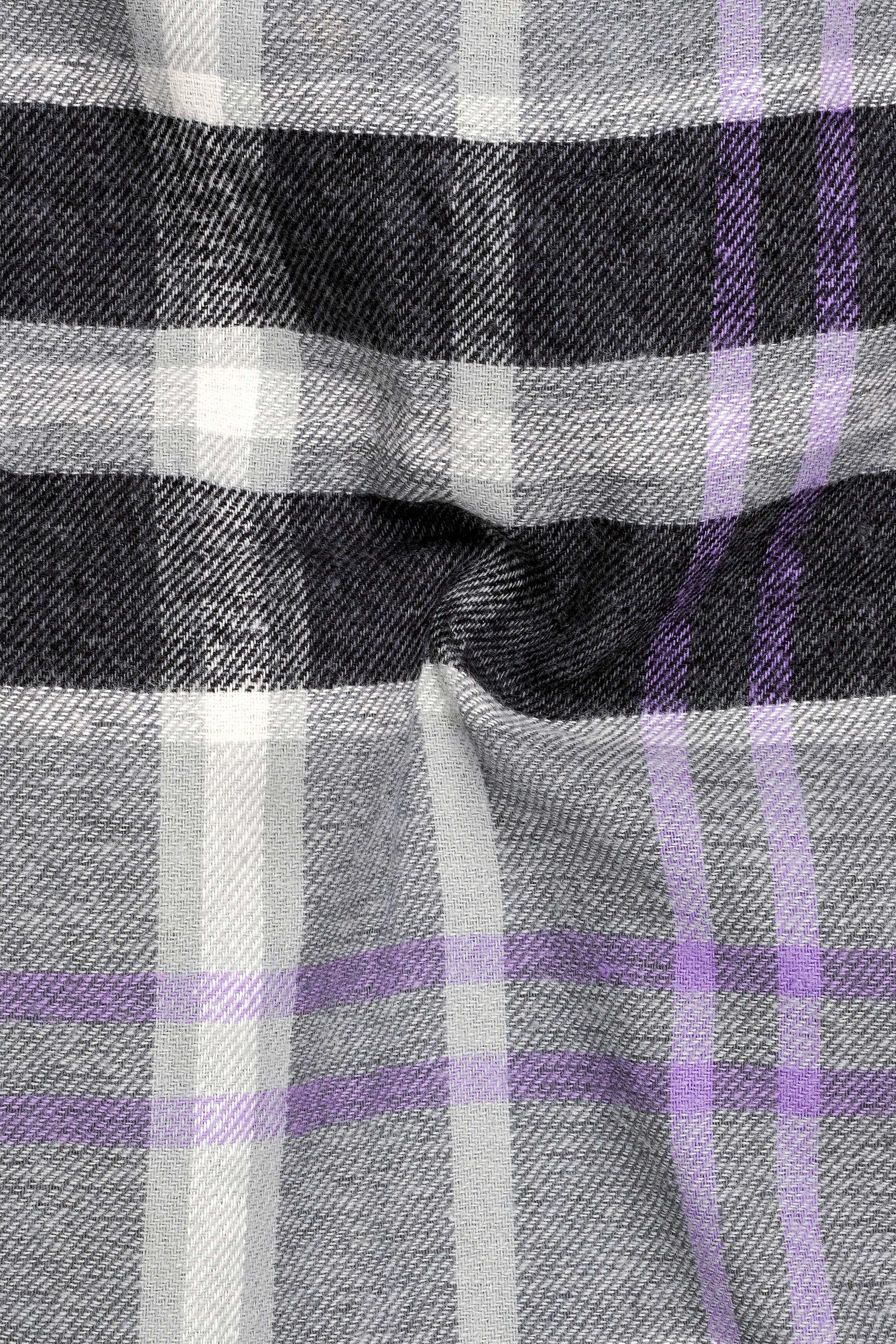 Cadmium Brown with Aluminium Gray Plaid Flannel Designer Overshirt/Shacket