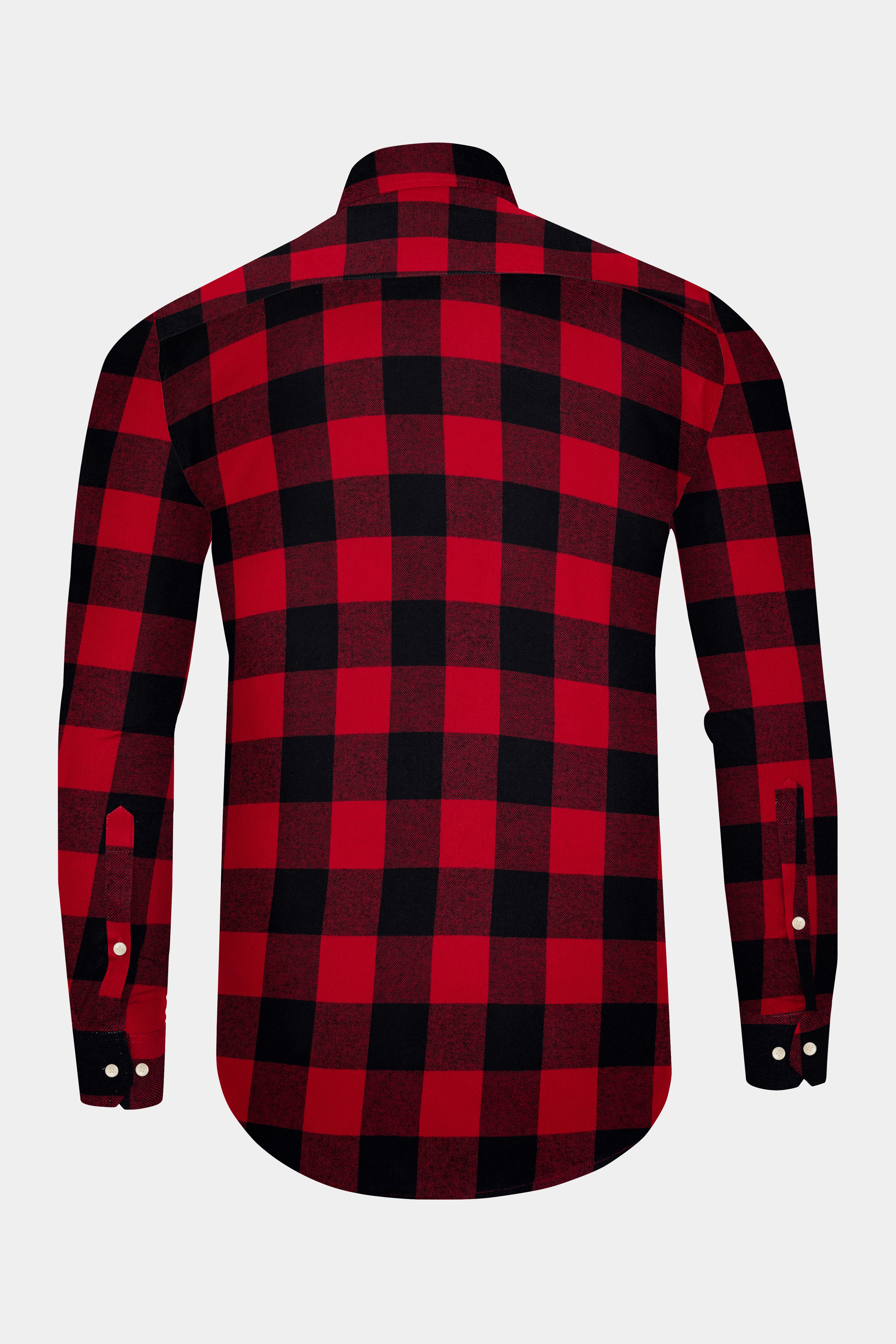 Shiraz Red and Black Checked Flannel Designer Overshirt/Shacket