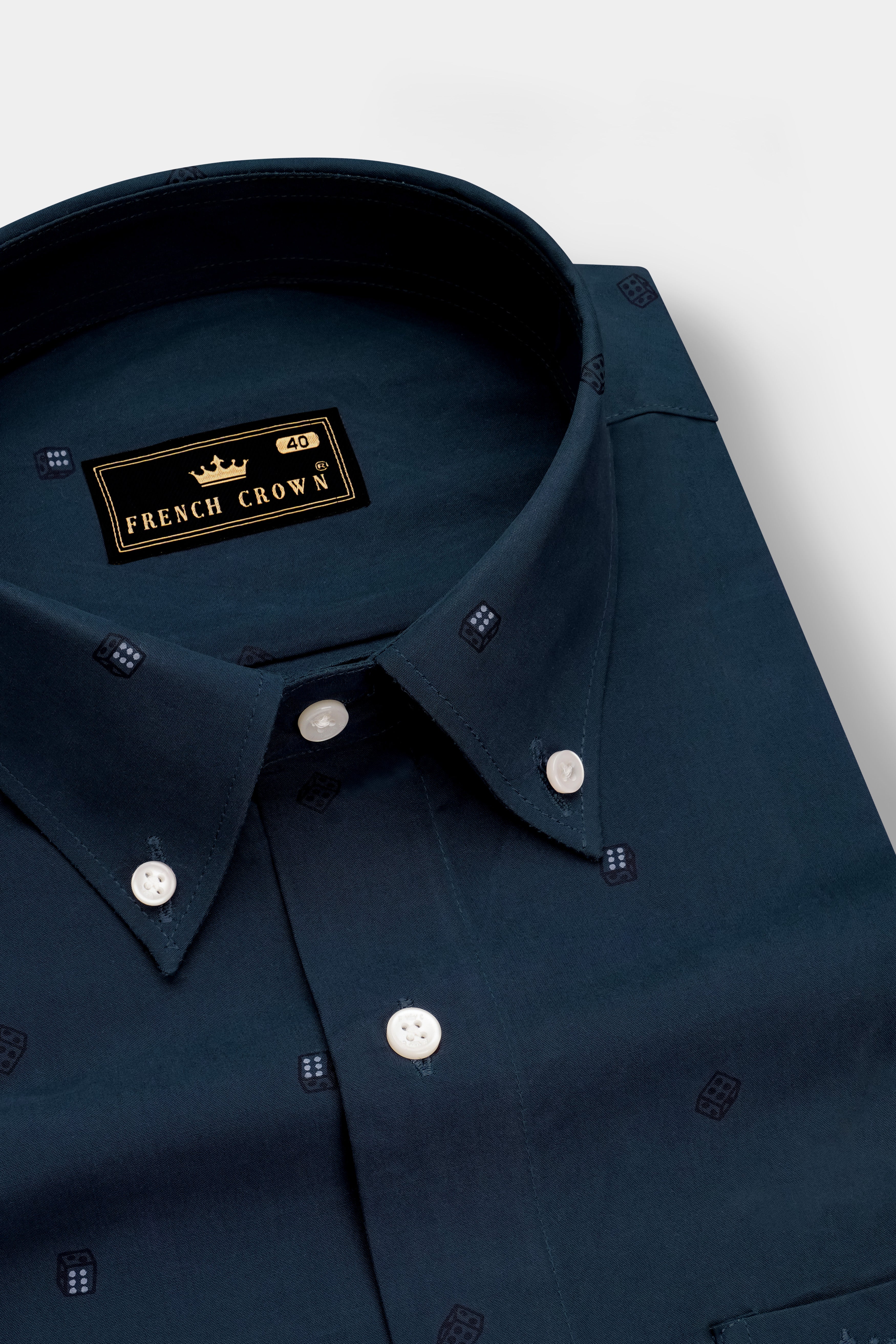 Charcoal Gray Dice Textured Royal Oxford Shirt