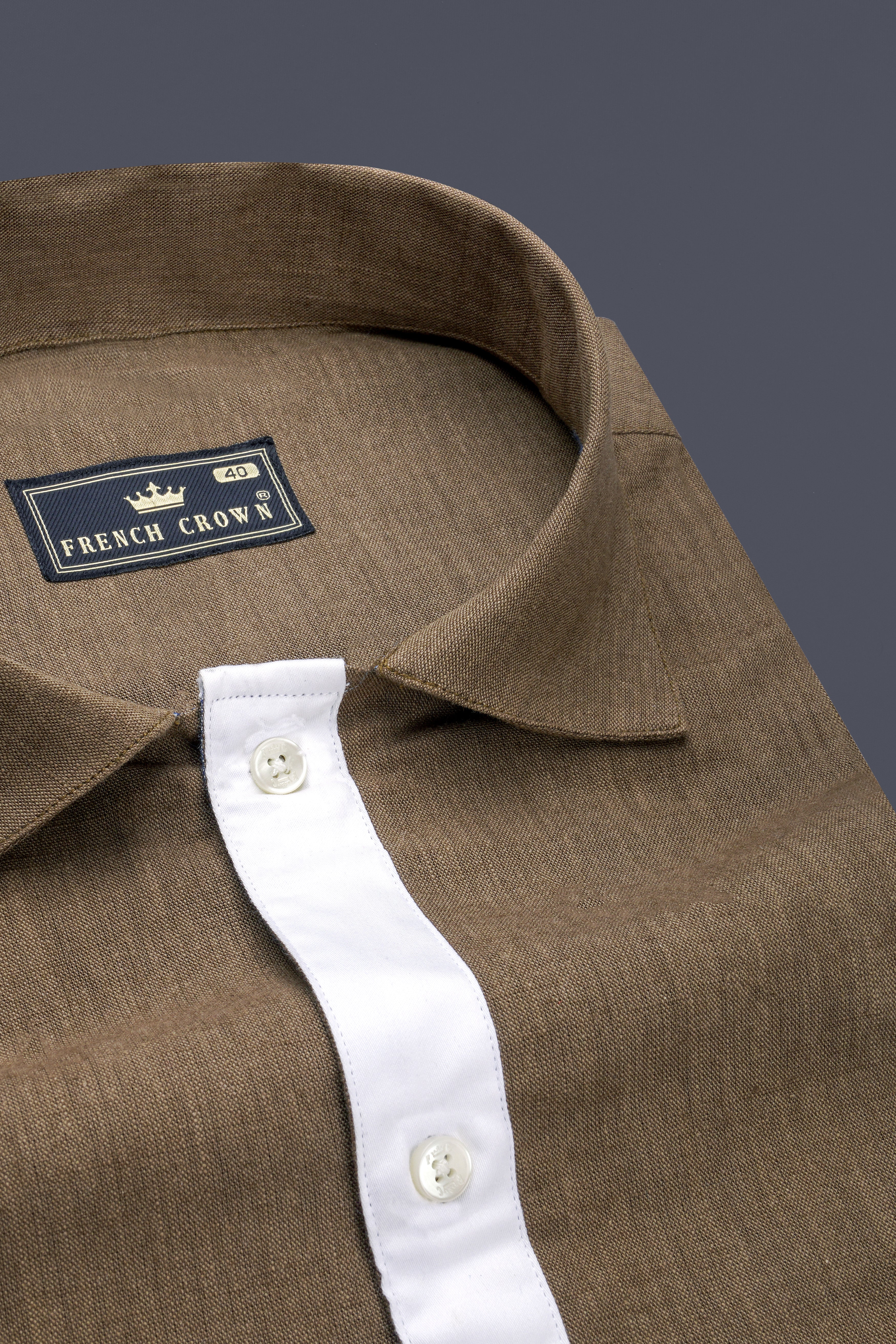 Carolina Blue with Brown and Black Luxurious Linen Designer Shirt