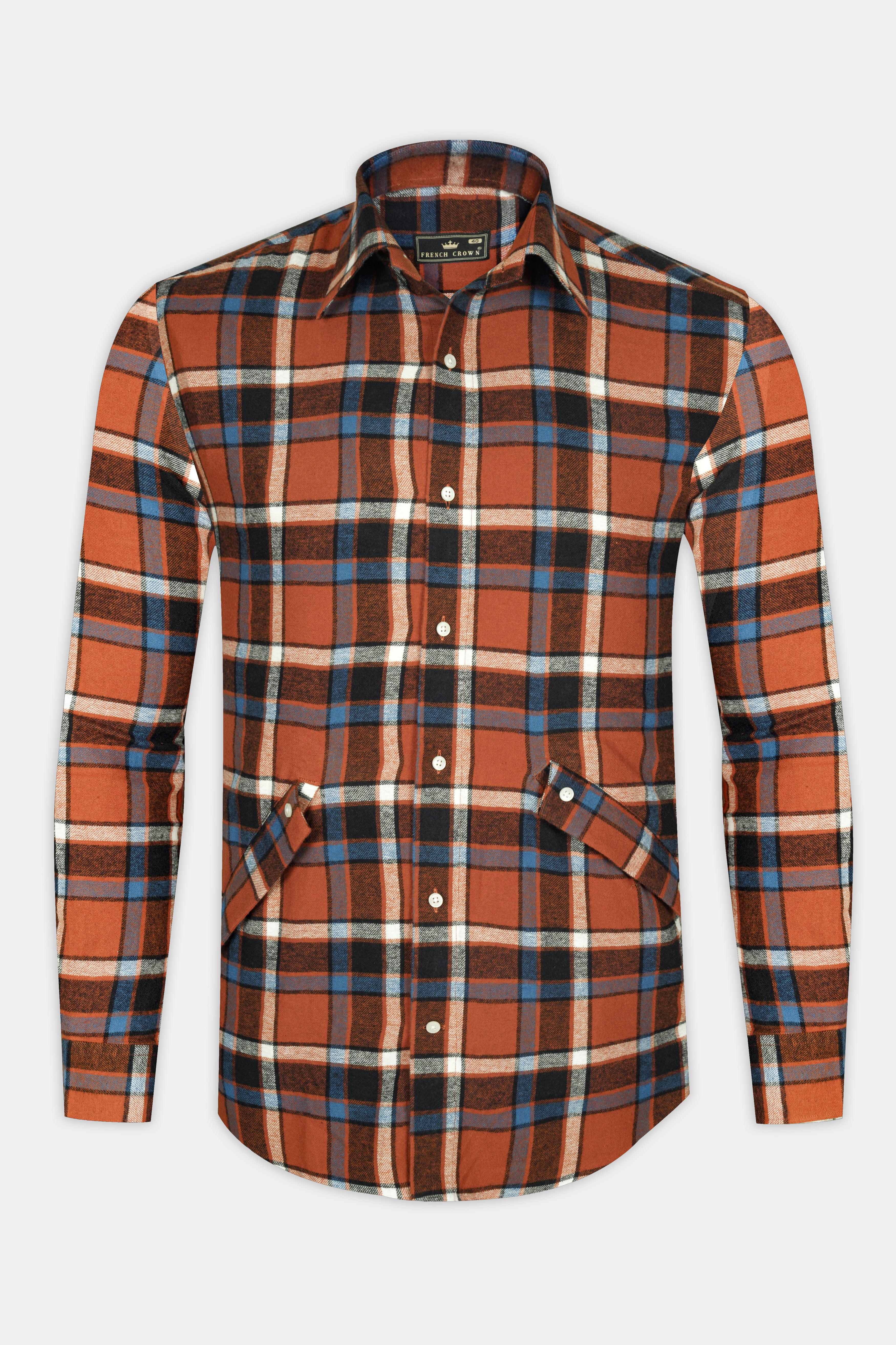 Carmine Red with Vulcan Black and White Plaid Flannel Designer Overshirt/Shacket