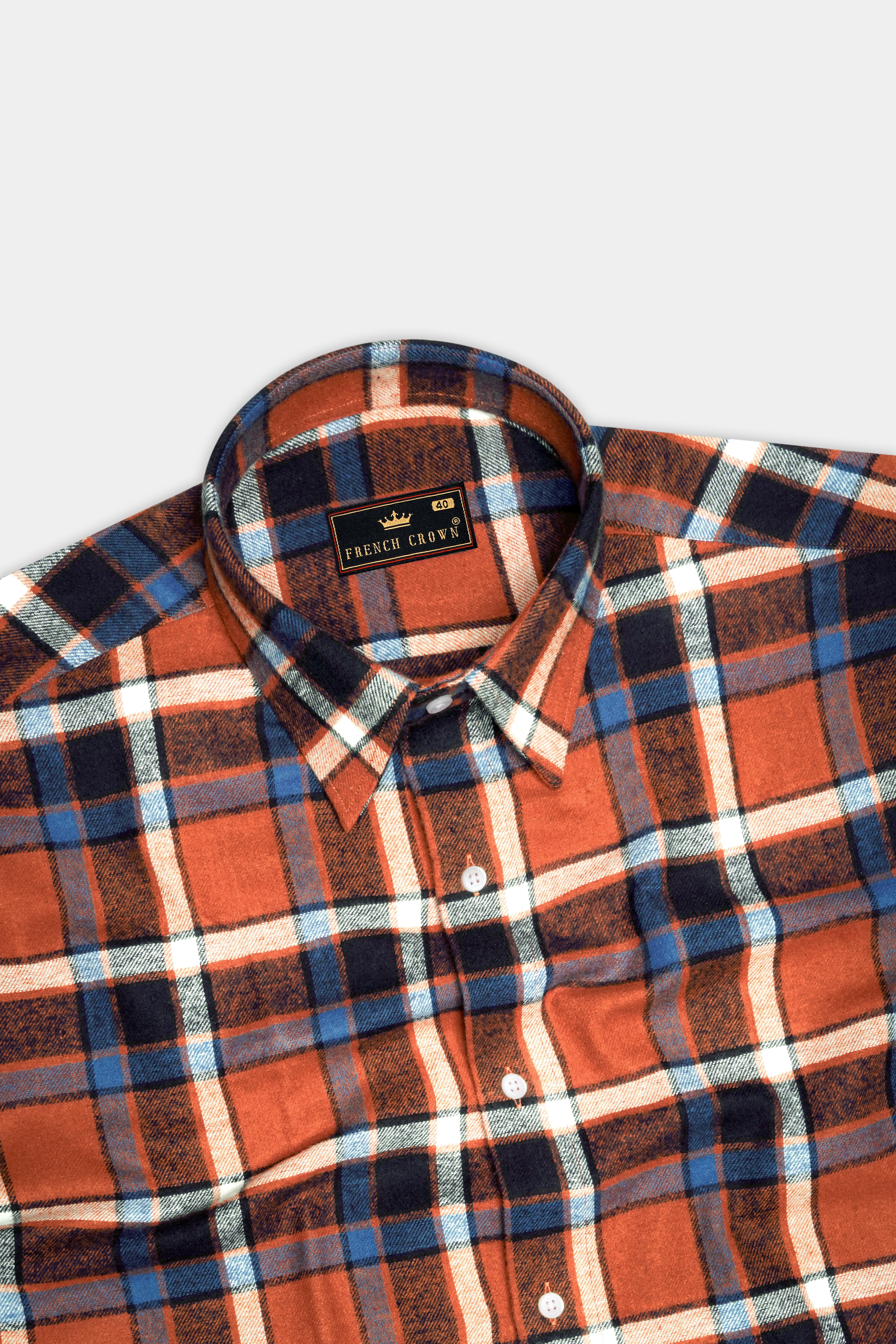 Carmine Red with Vulcan Black and White Plaid Flannel Designer Overshirt/Shacket