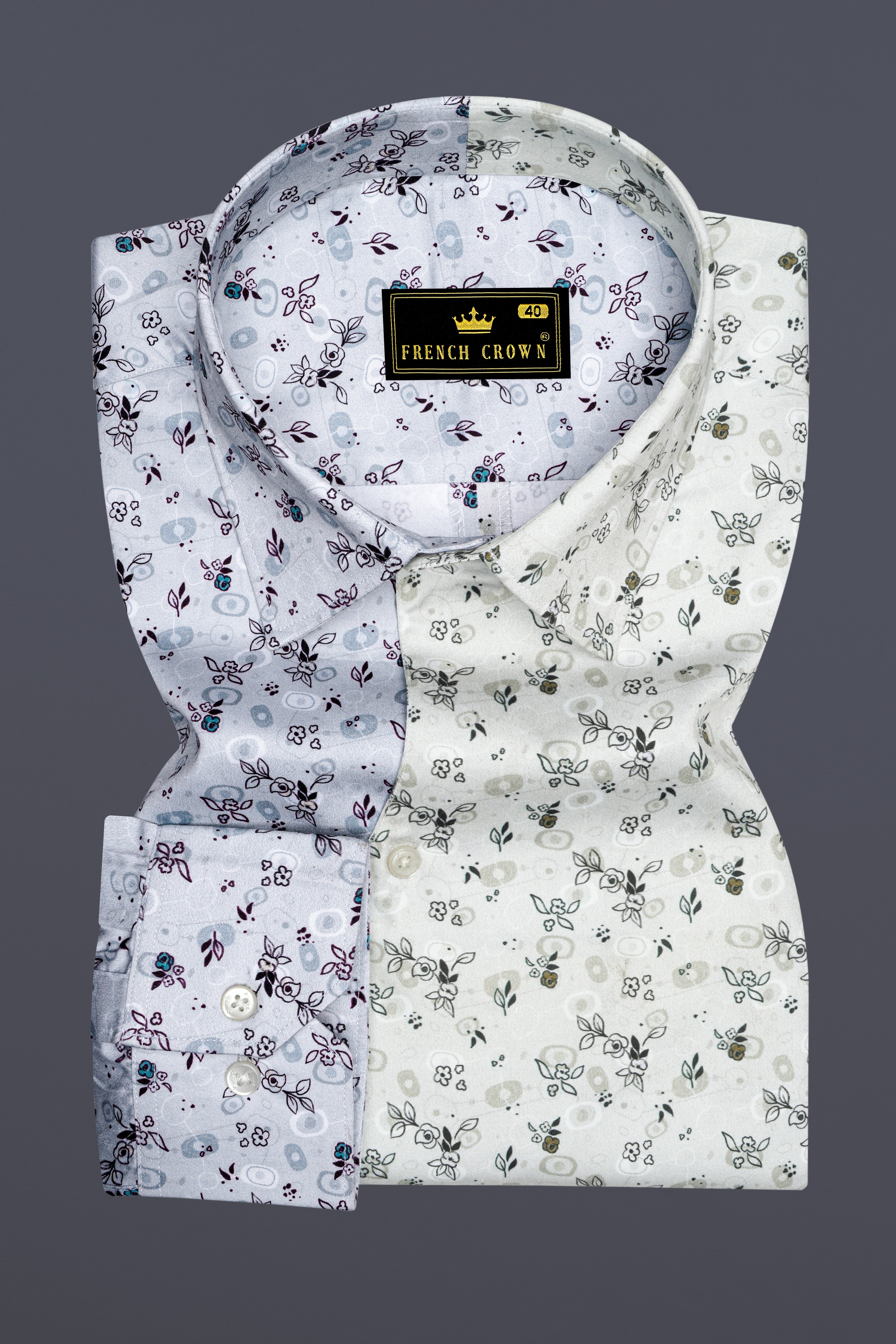 Mercury Cream and White Ditsy Printed Super Soft Premium Cotton Designer Shirt