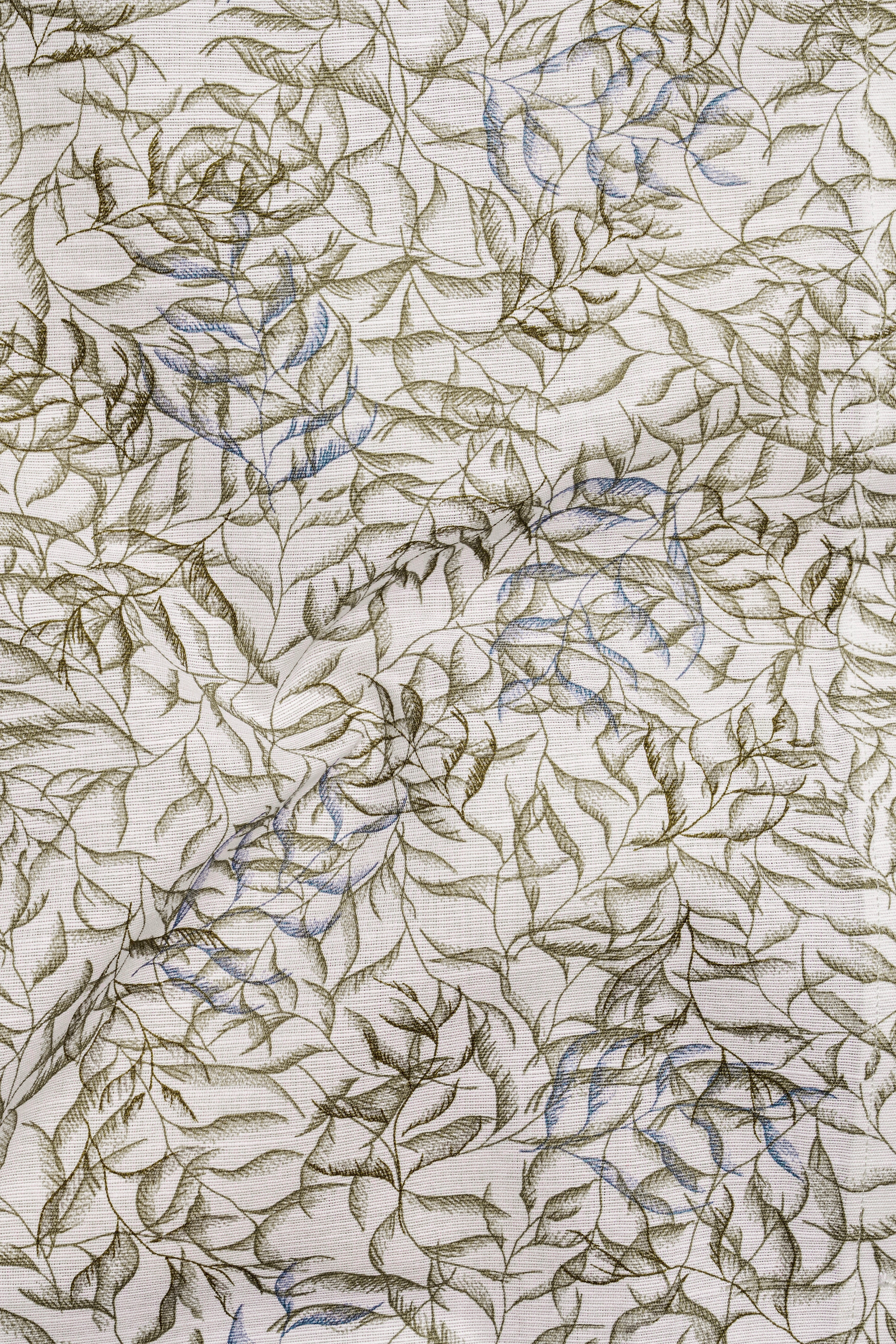 Pearl Cream with Finch Brown Textured Luxurious Linen Designer Shirt