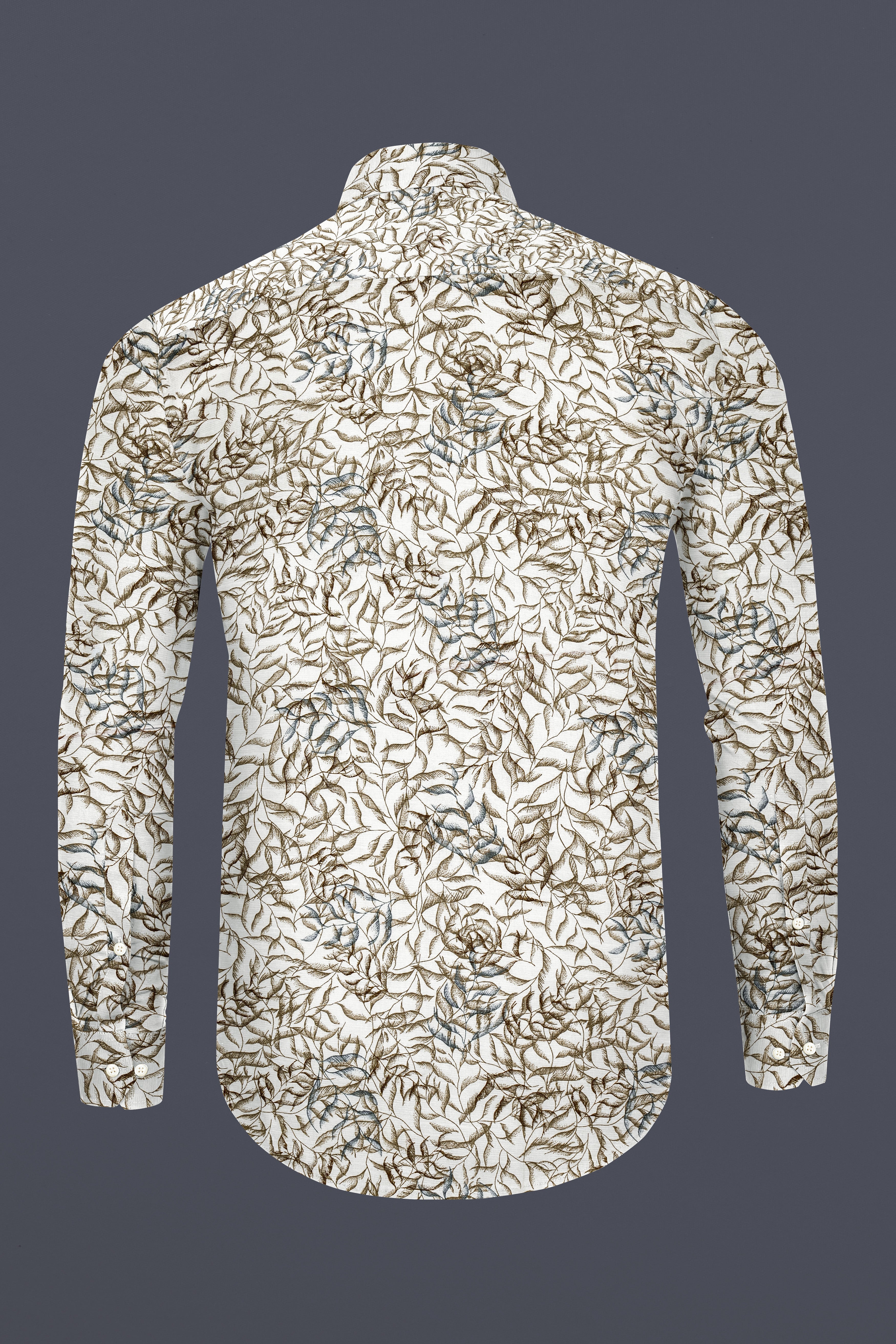 Pearl Cream with Finch Brown Textured Luxurious Linen Designer Shirt