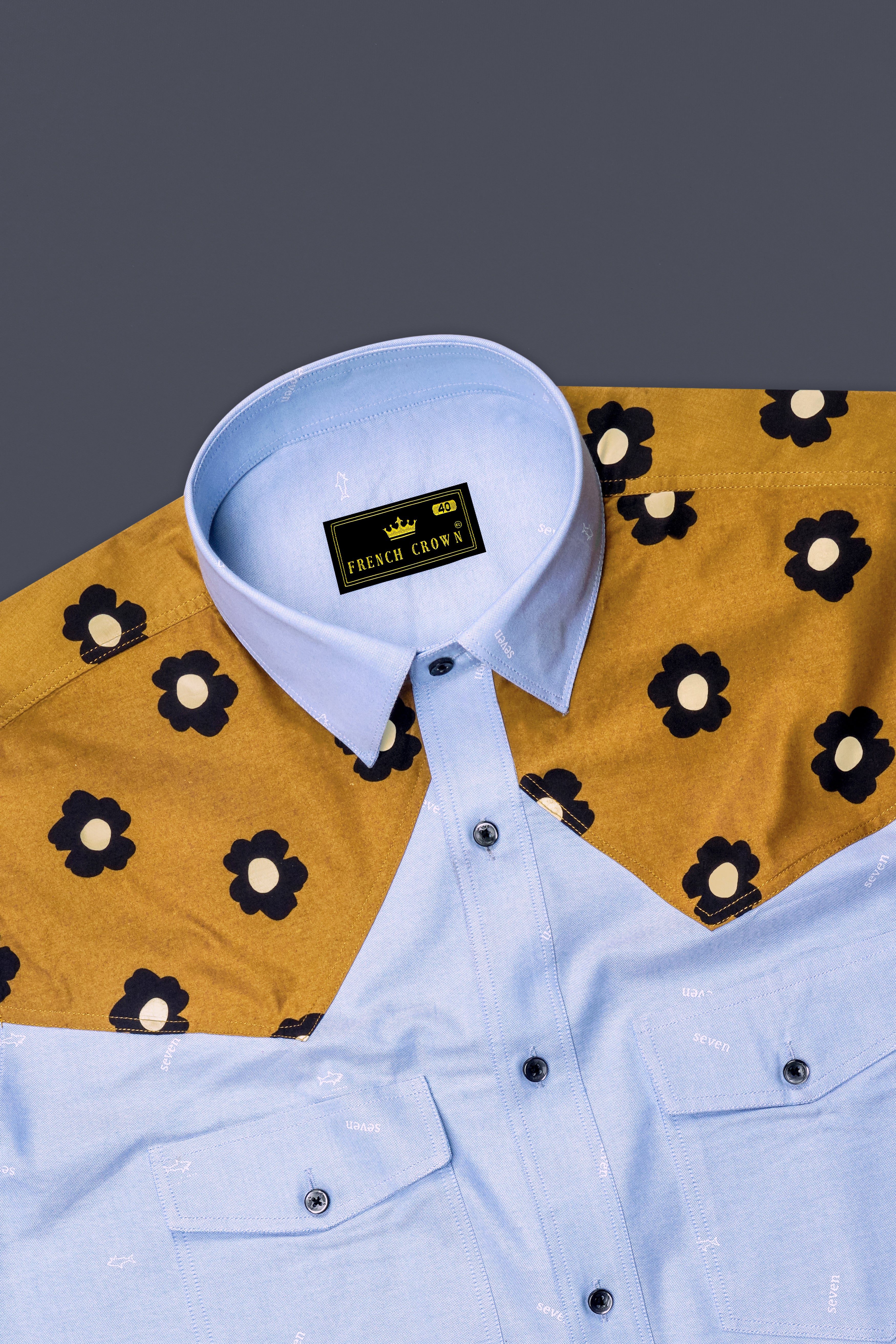 Perano Blue Royal Oxford Cowboy Style Designer Shirt