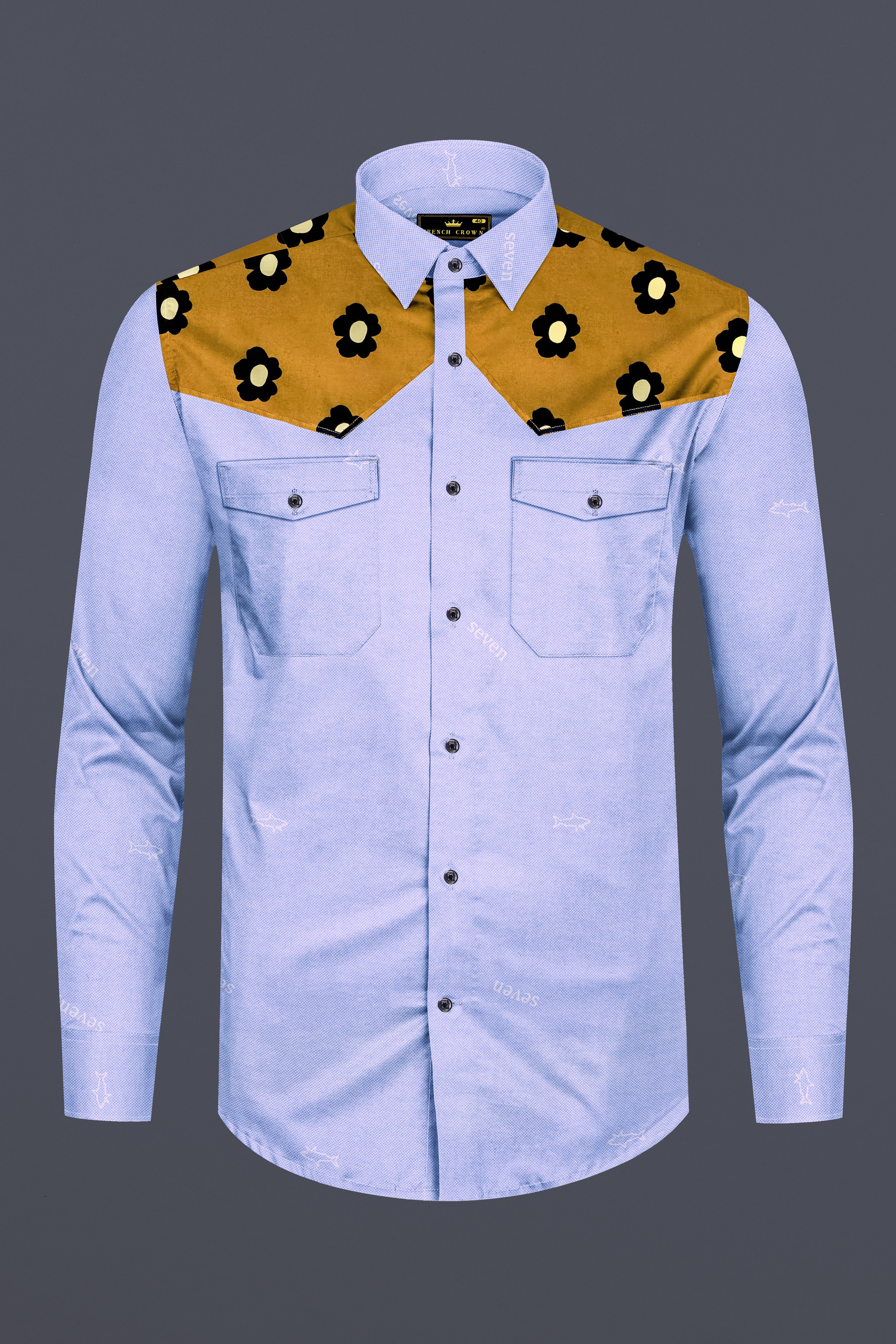 Perano Blue Royal Oxford Cowboy Style Designer Shirt