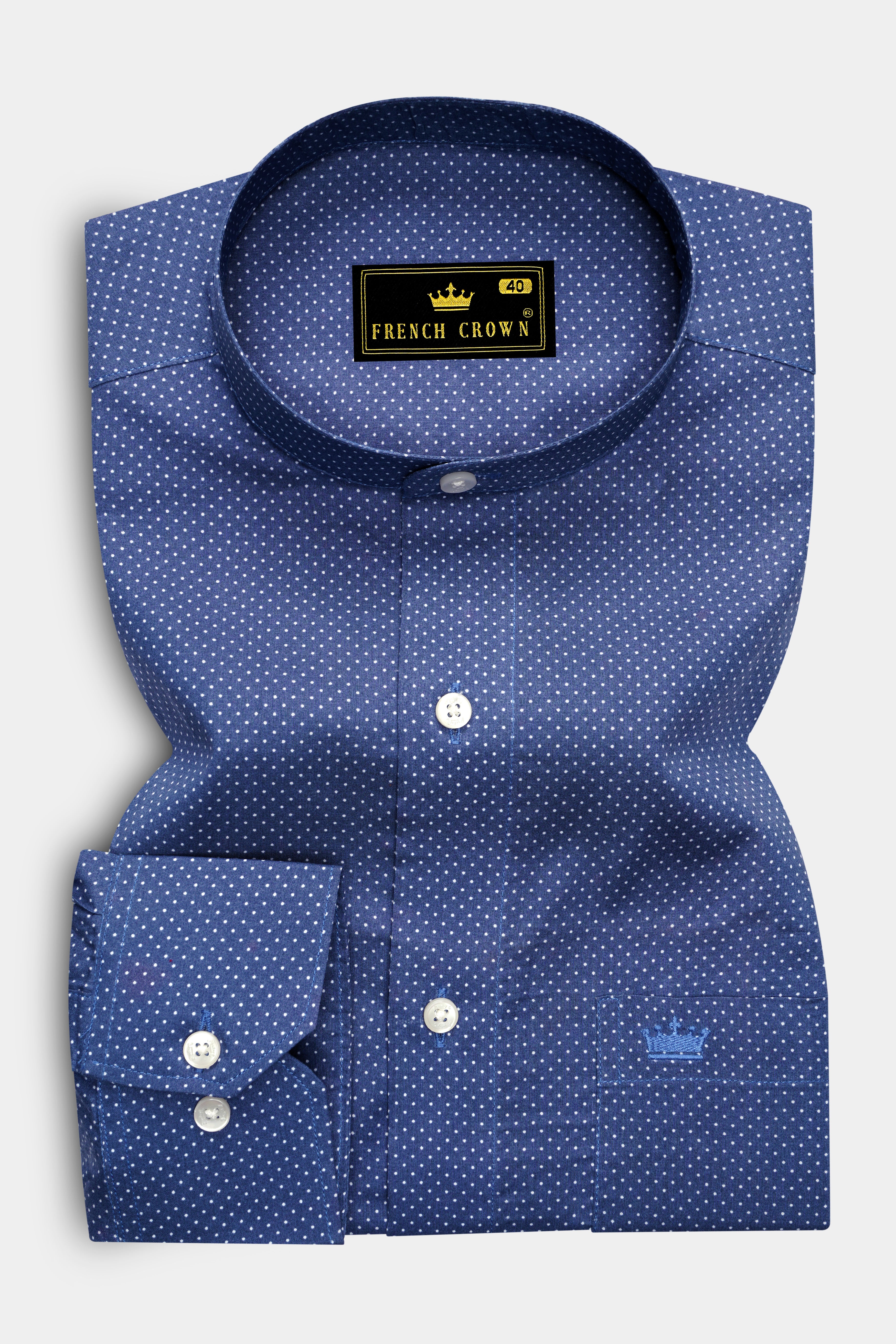 Twilight Blue Polka Dots Premium Cotton Shirt