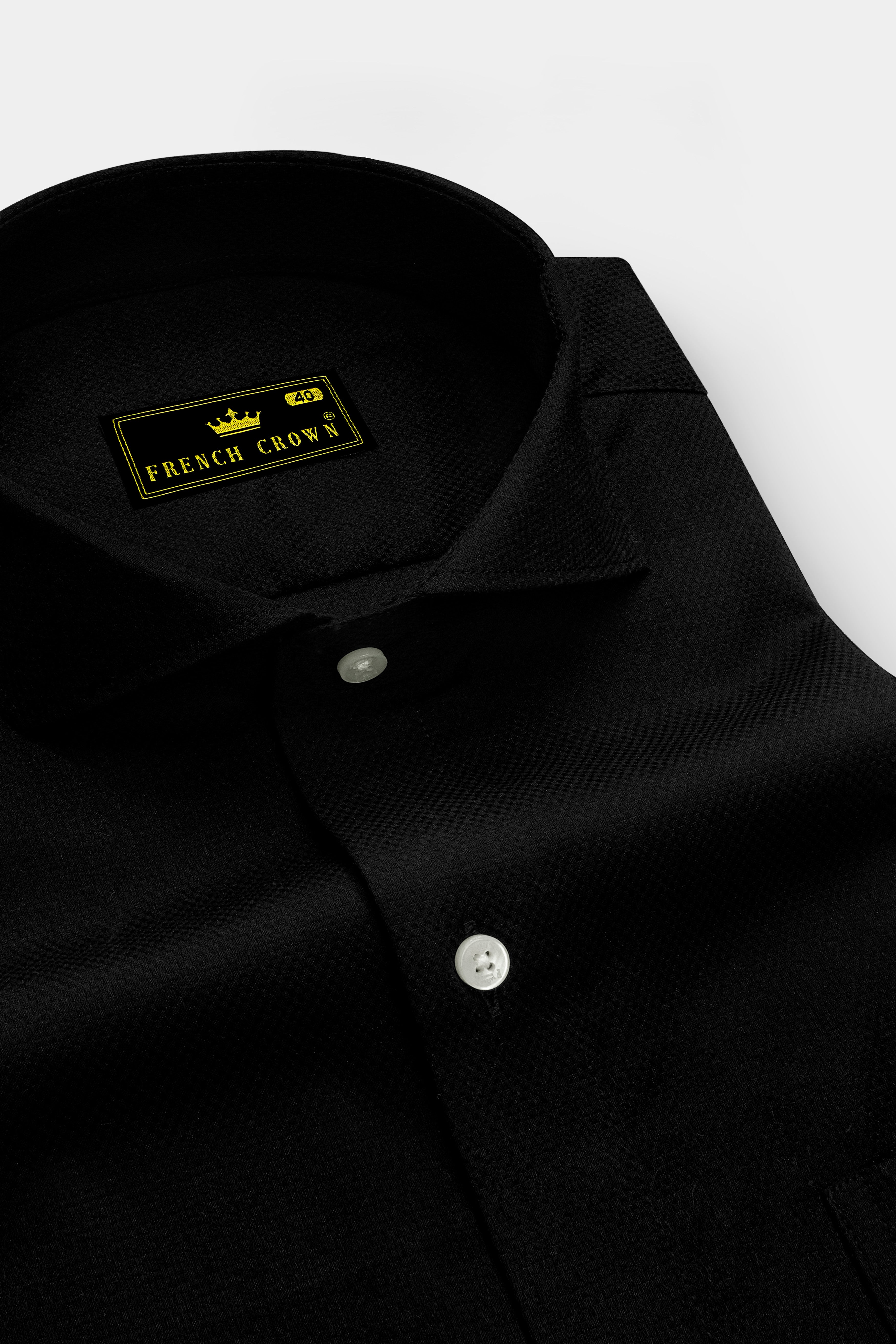 Jade Black Dobby Textured Premium Giza Cotton Shirt