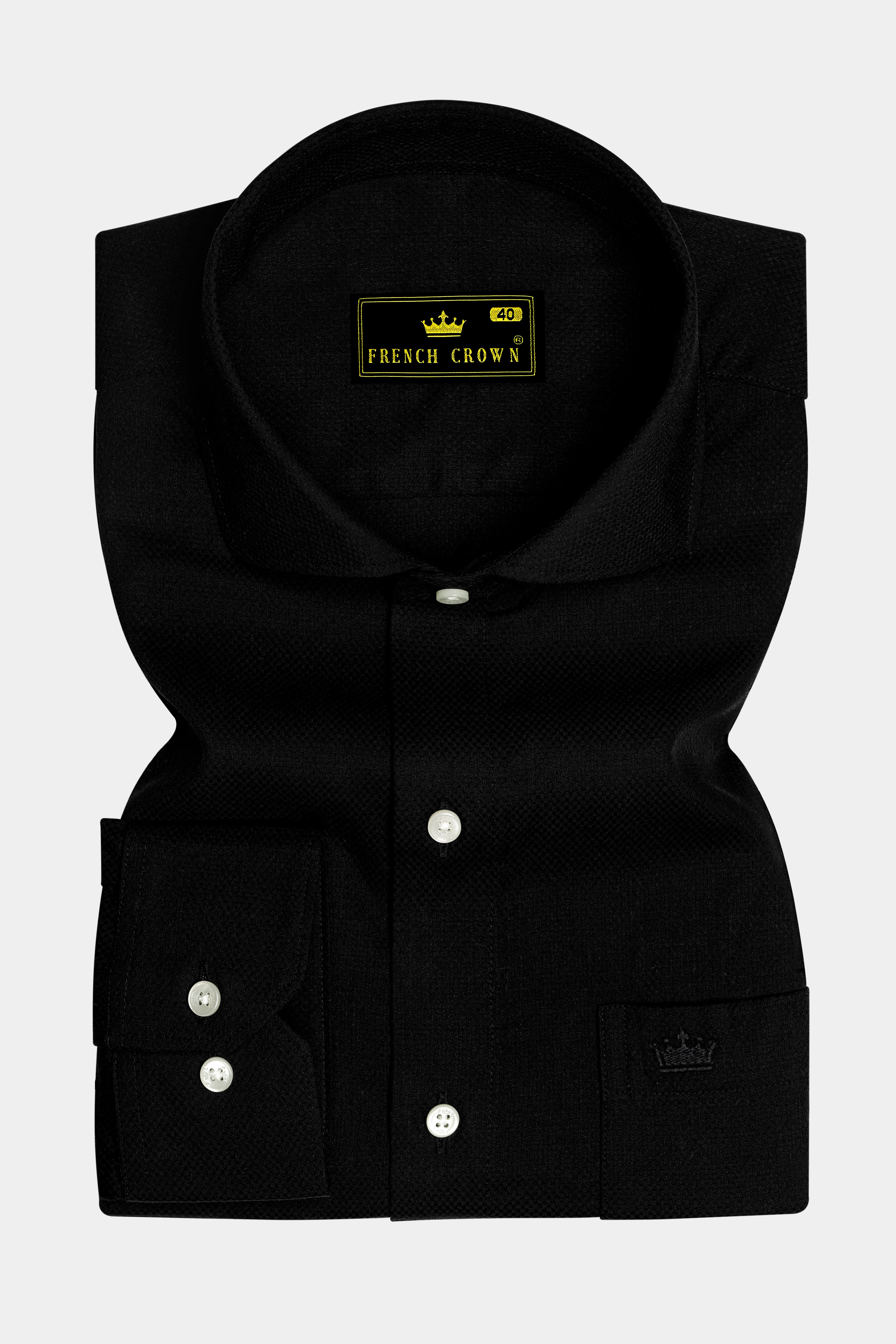 Jade Black Dobby Textured Premium Giza Cotton Shirt