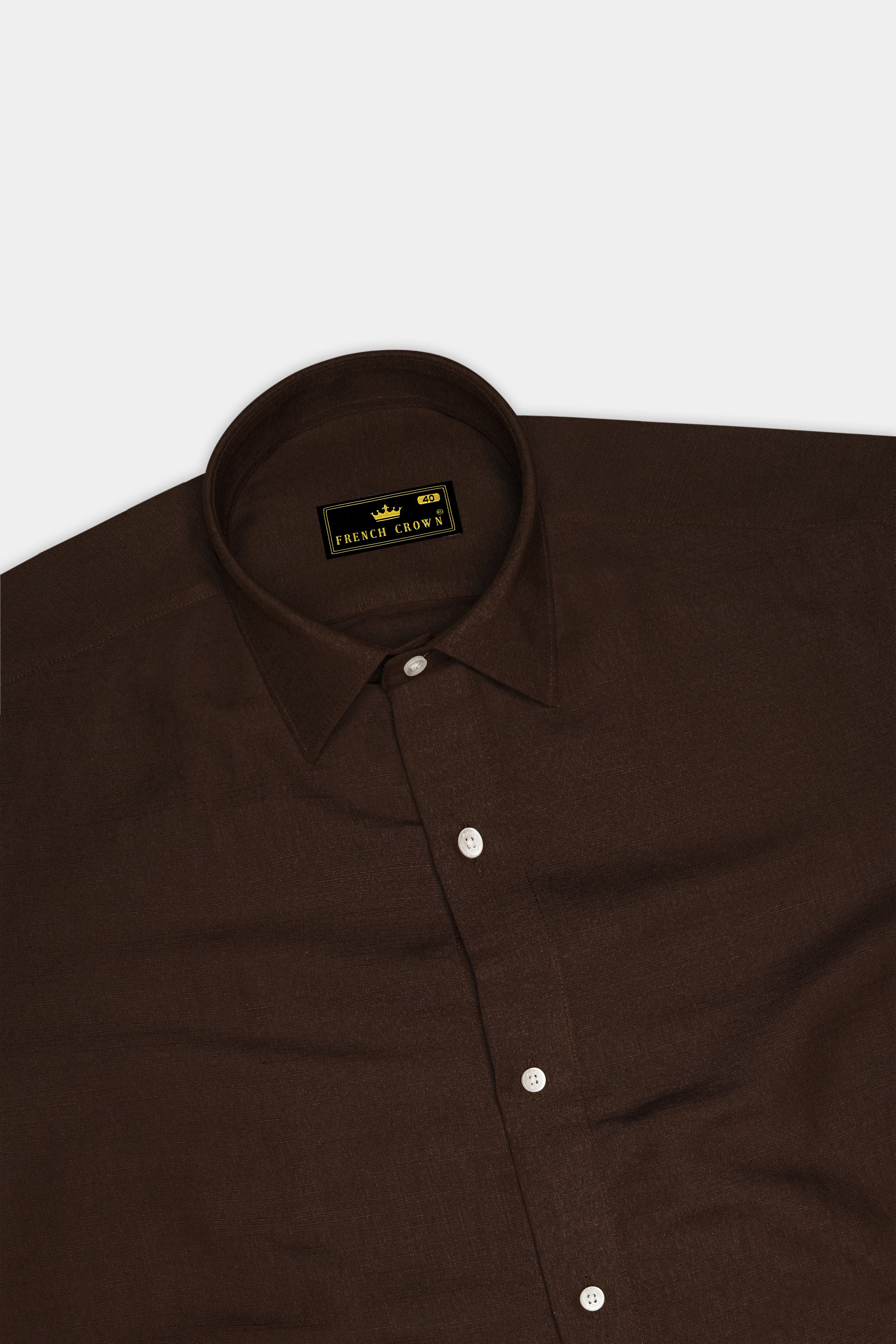 Spice Brown with Fringy Green and Black Patchwork Luxurious Linen Designer Shirt